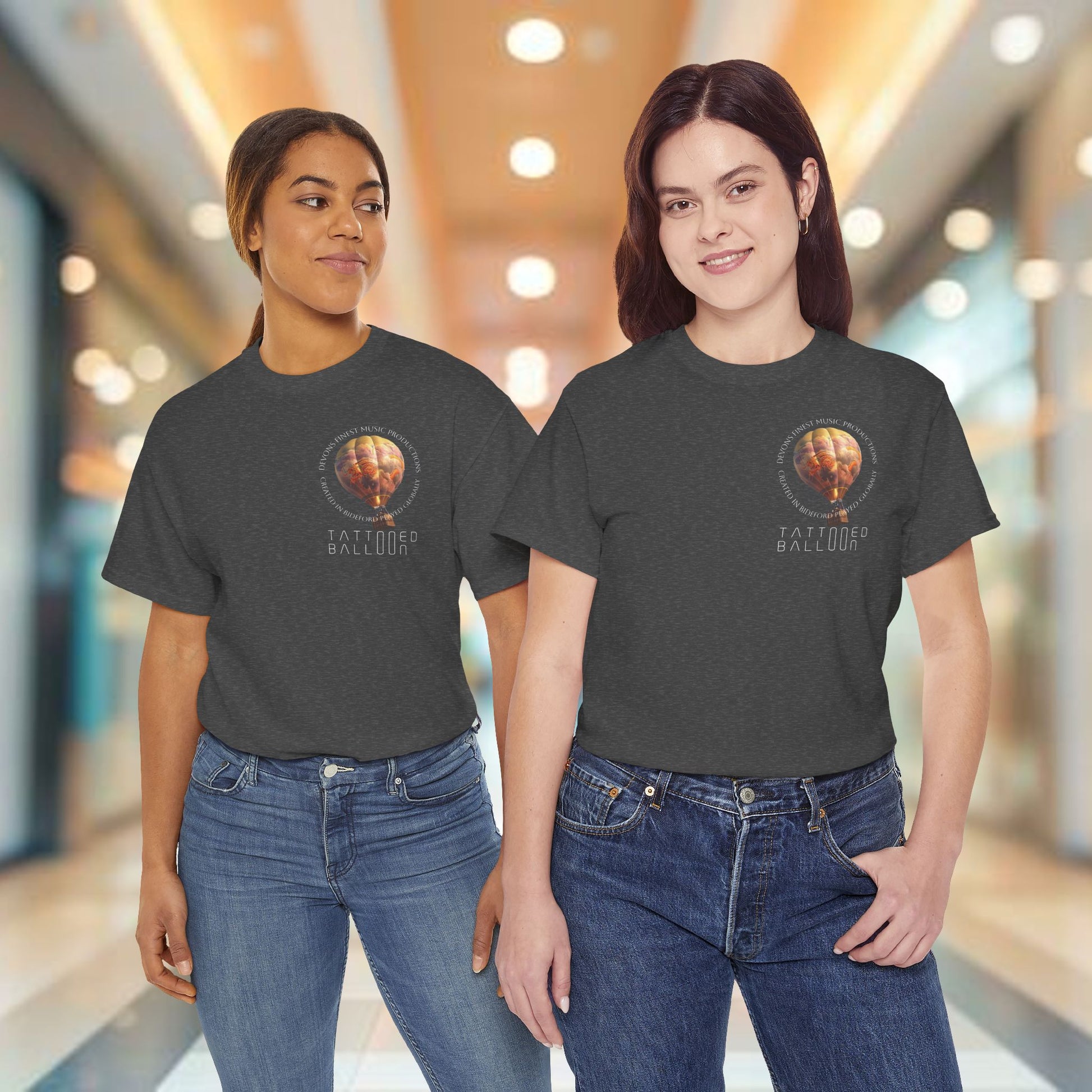 Tattooed Balloon Tee, Casual Wear, Dark Version T-Shirt, Festival Apparel