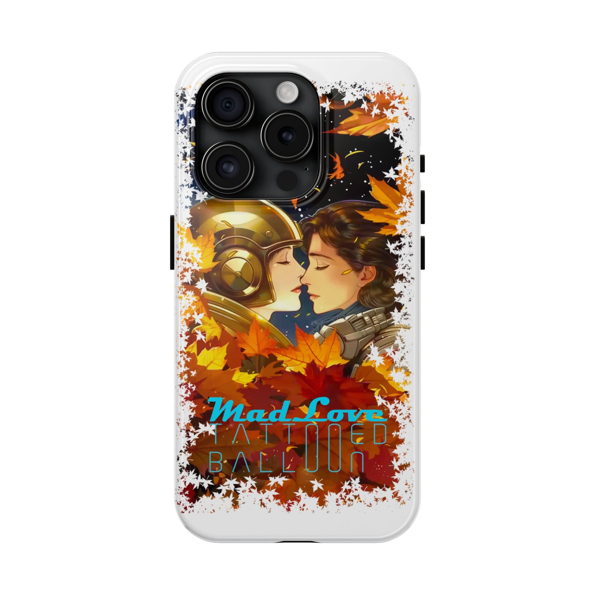 "Mad Love" Phone Case, Fall Themed,  Protector, Seasonal Tech Accessories, white.