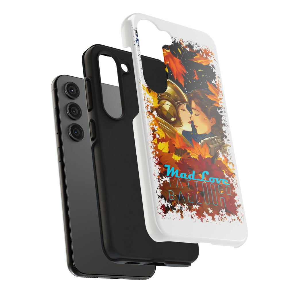 "Mad Love" Phone Case, Fall Themed,  Protector, Seasonal Tech Accessories, white.