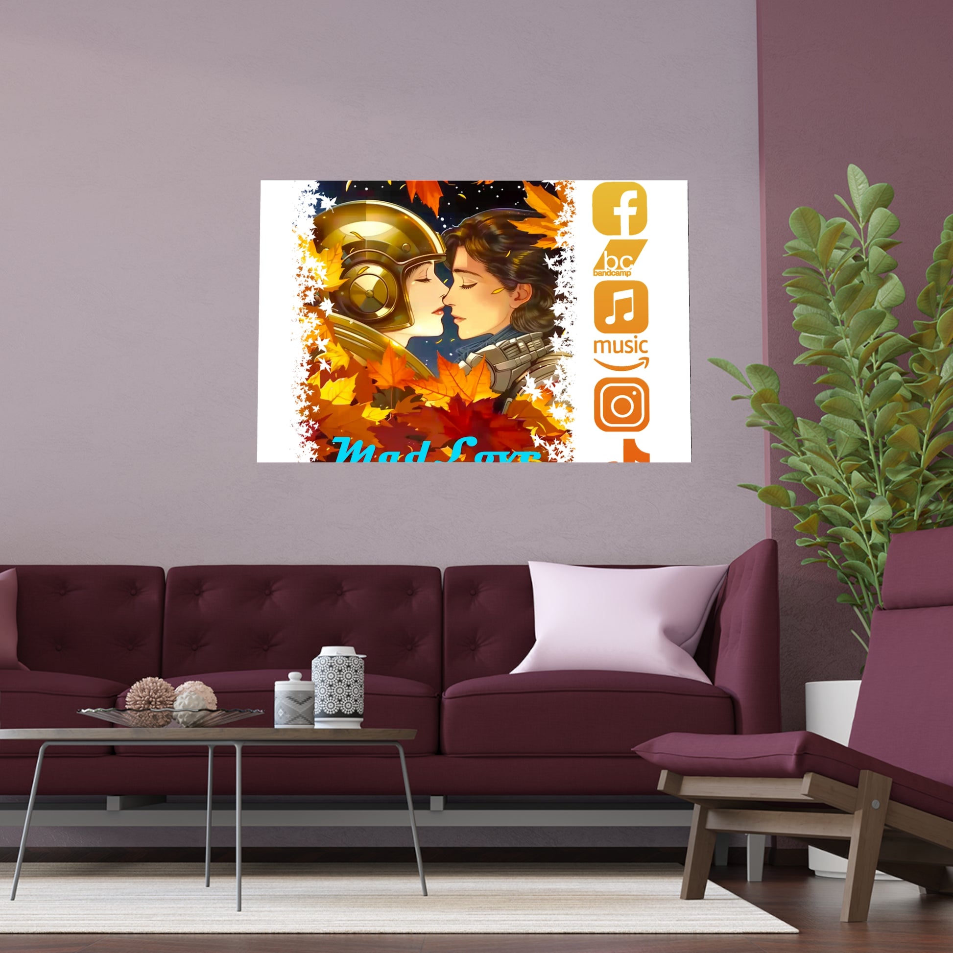 Silk Poster of Mad Love by Tattooed Balloon  (White Background)