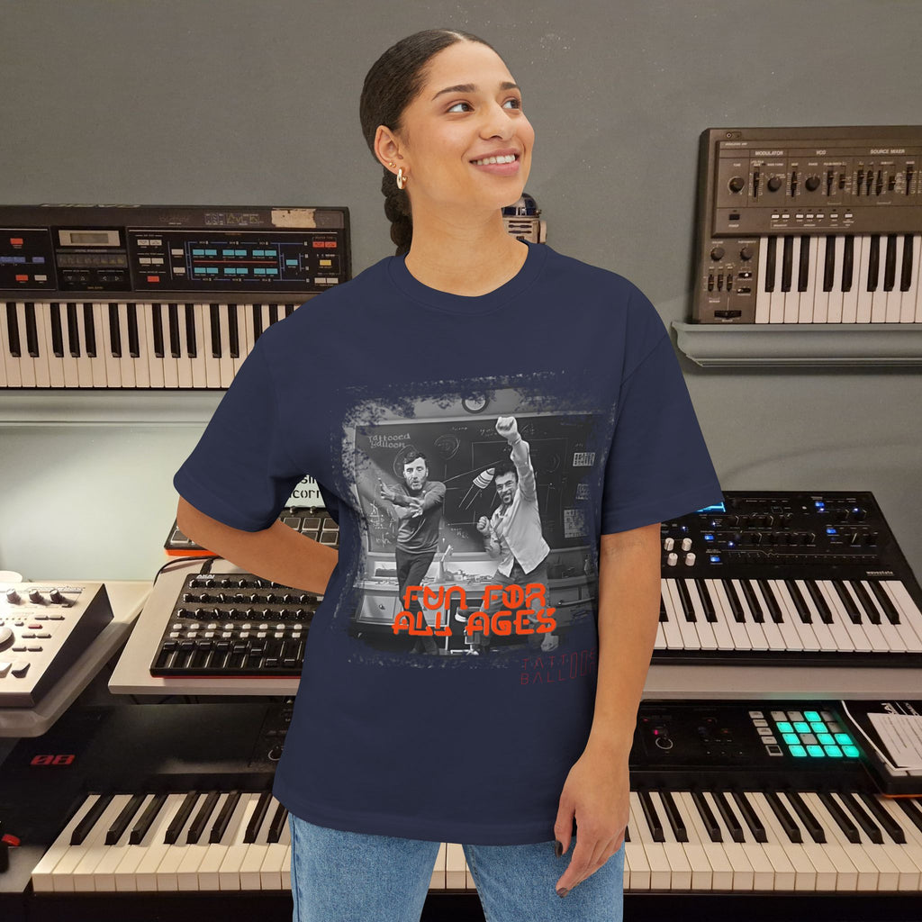 "Hypersonic" from Tattooed Balloons album "Fun For All Ages"  Unisex Oversized Boxy Tee