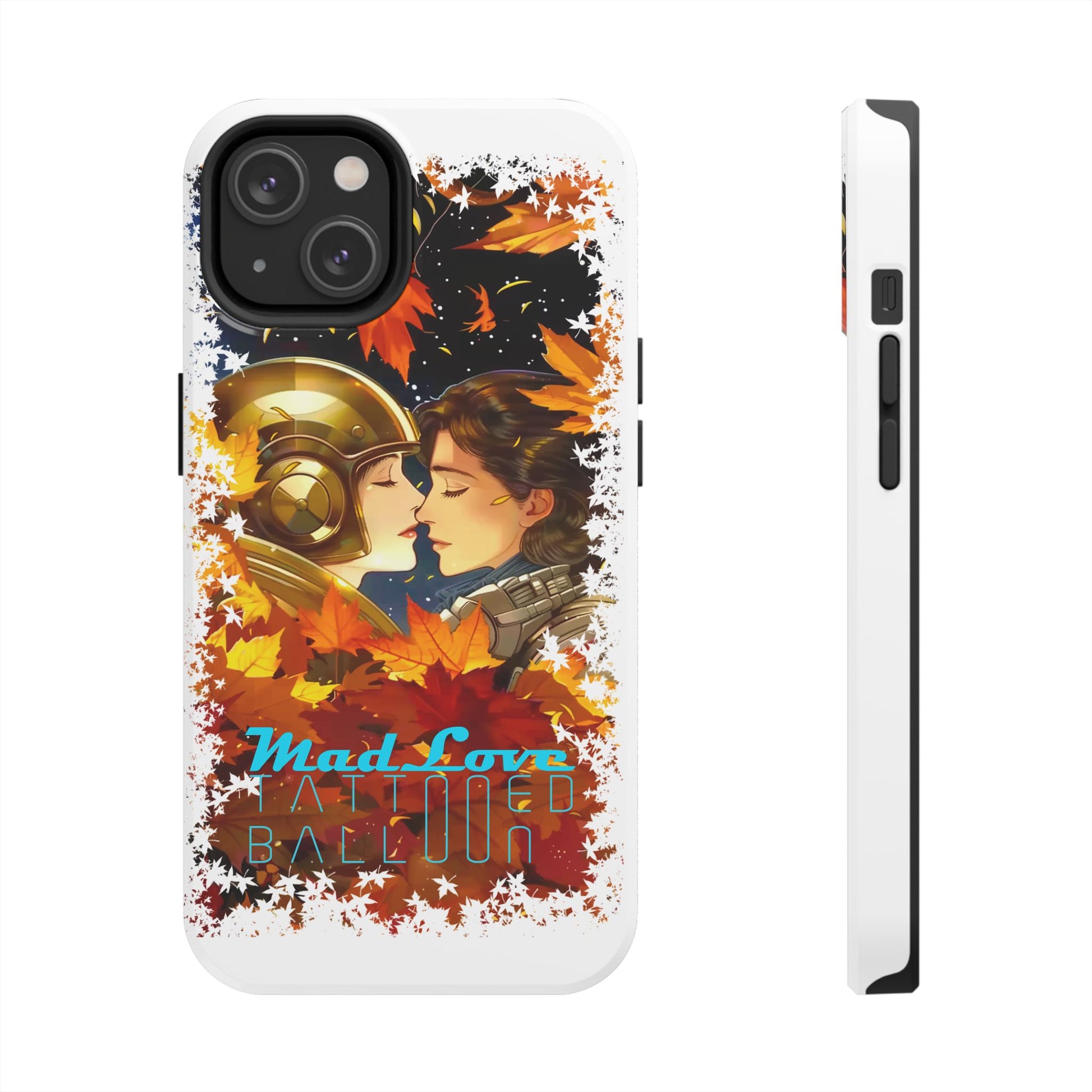 "Mad Love" Phone Case, Fall Themed,  Protector, Seasonal Tech Accessories, white.