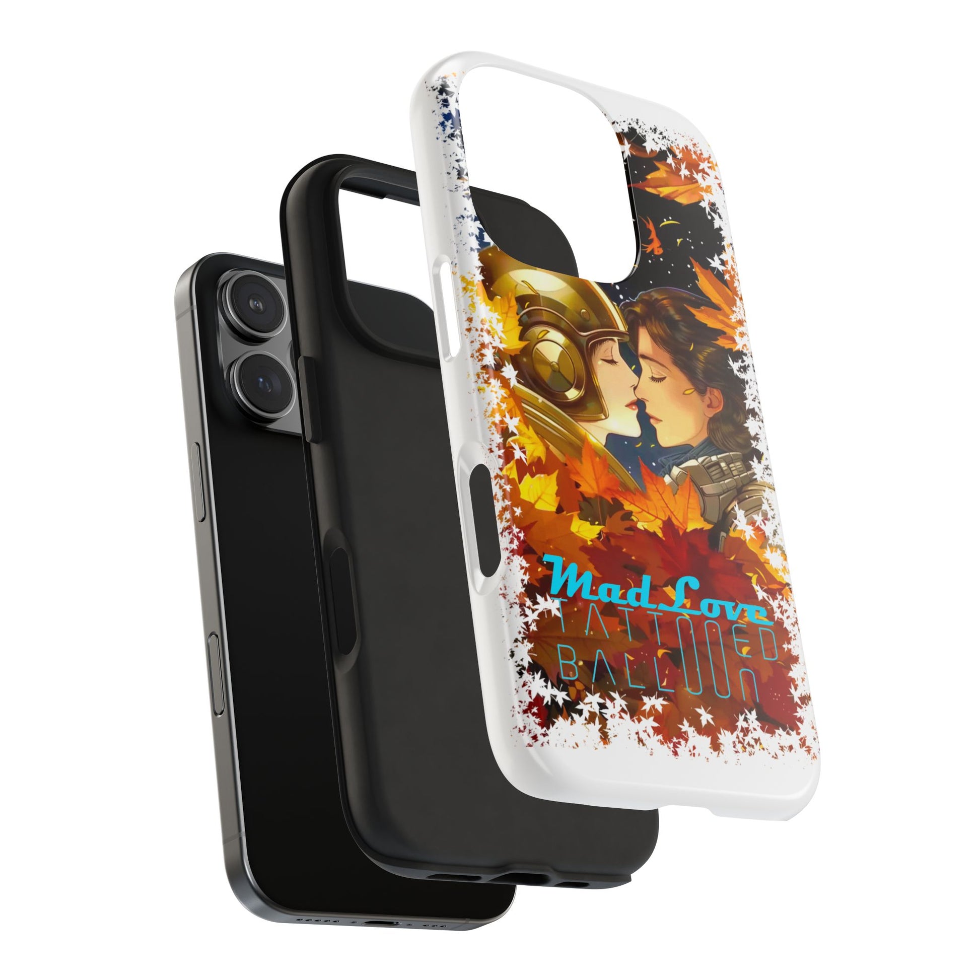 "Mad Love" Phone Case, Fall Themed,  Protector, Seasonal Tech Accessories, white.