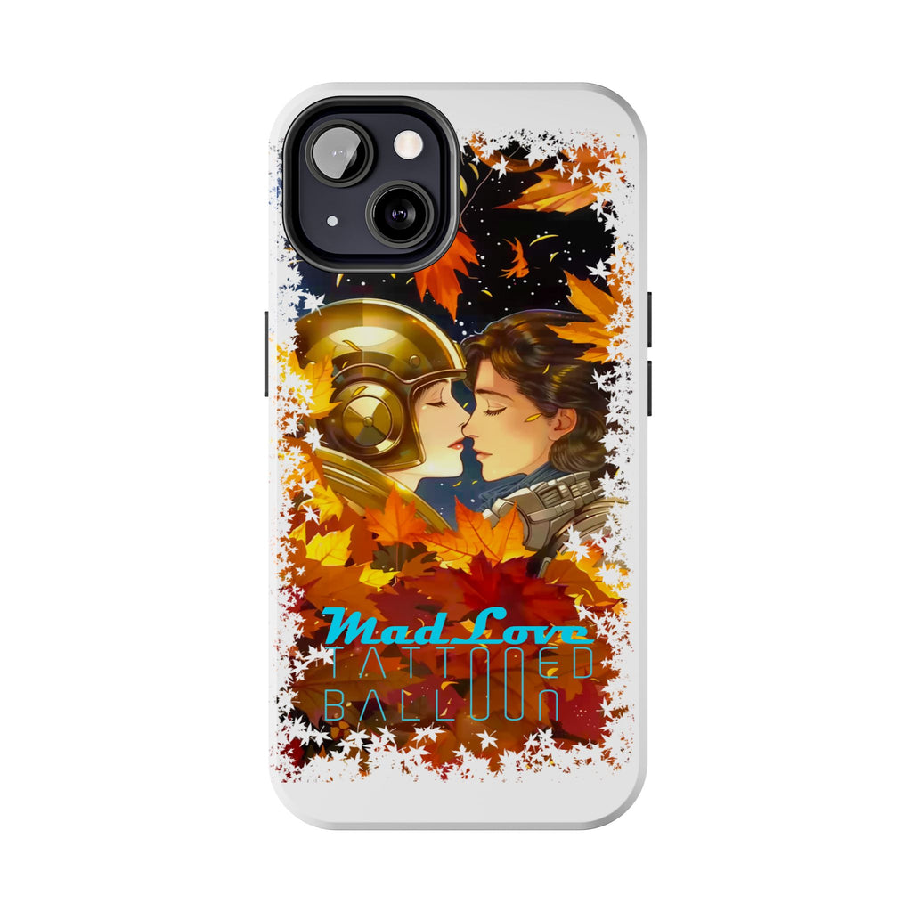 "Mad Love" Phone Case, Fall Themed,  Protector, Seasonal Tech Accessories, white.