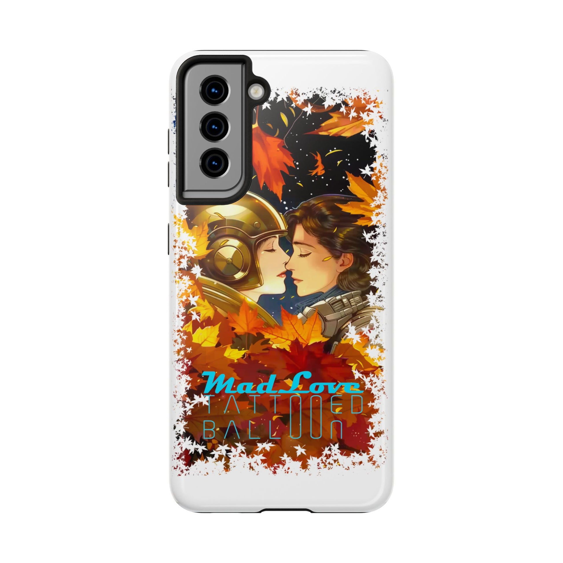 "Mad Love" Phone Case, Fall Themed,  Protector, Seasonal Tech Accessories, white.