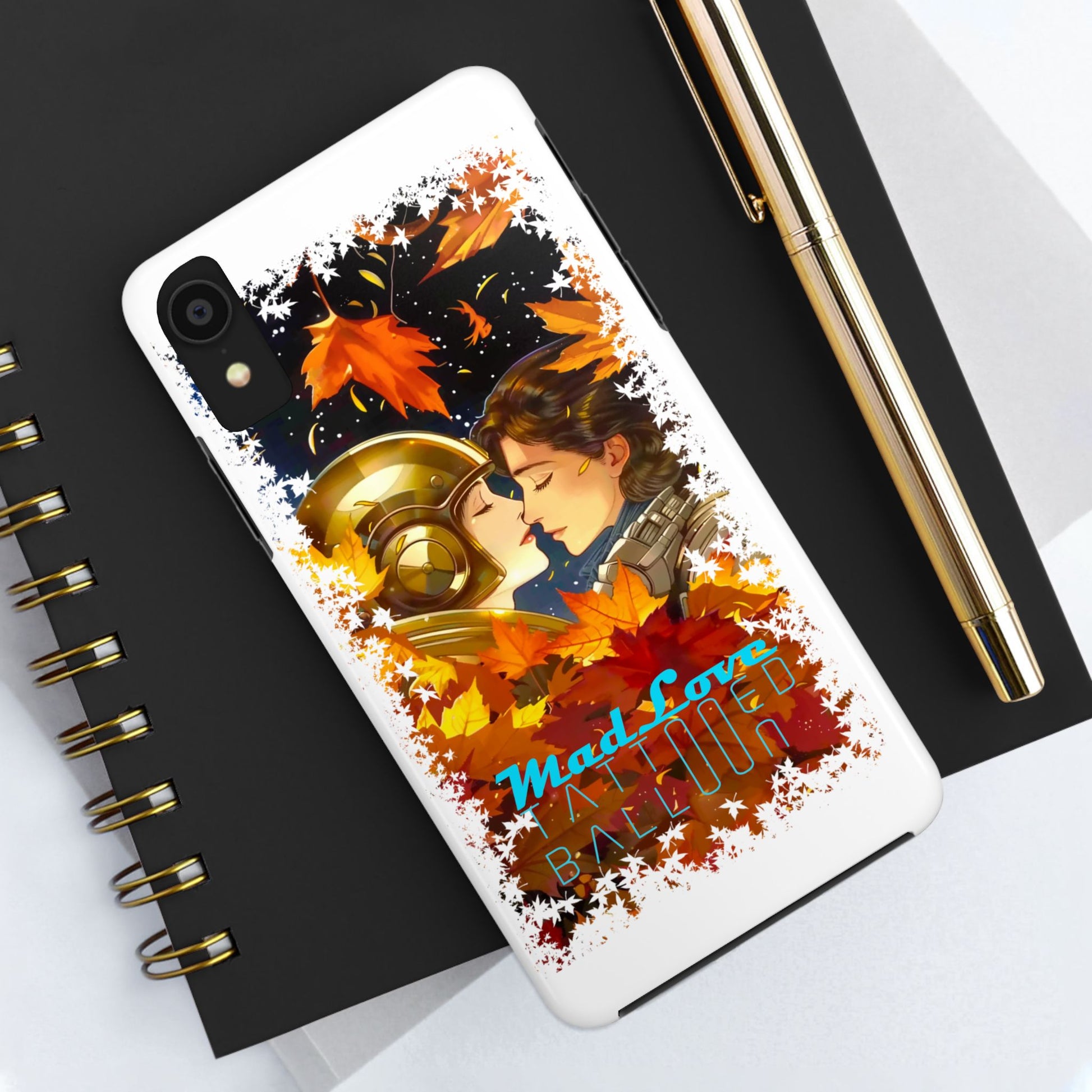 "Mad Love" Phone Case, Fall Themed,  Protector, Seasonal Tech Accessories, white.
