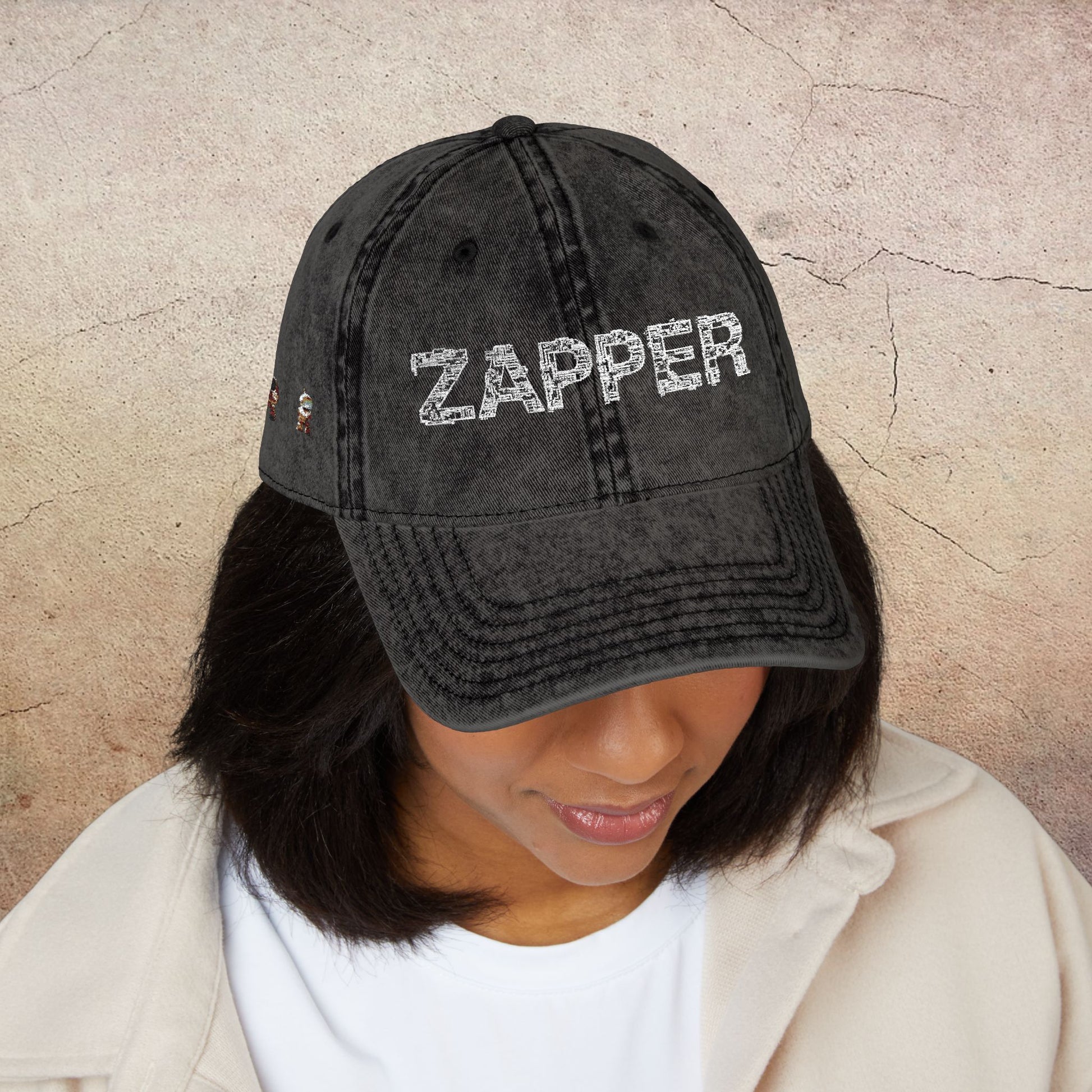 "Zapper" Vintage Embroidered Cap, Retro Hat for Casual Style, Dad Hat, Gift for Music Lovers, Vintage Fashion Accessory