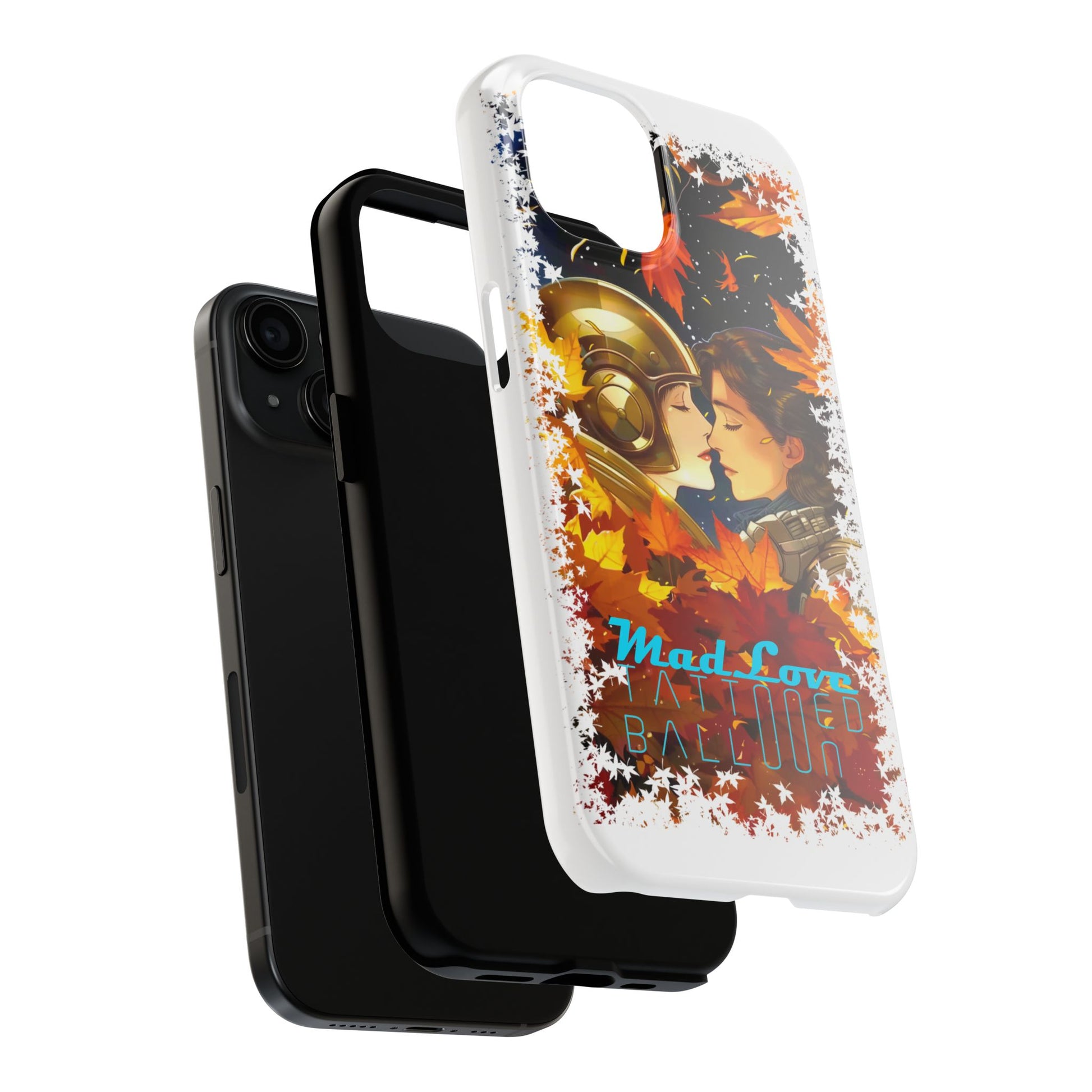 "Mad Love" Phone Case, Fall Themed,  Protector, Seasonal Tech Accessories, white.