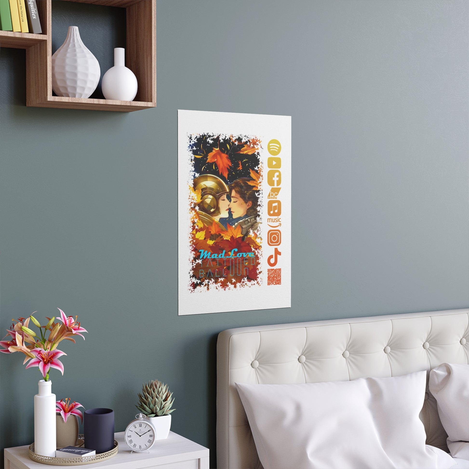 Silk Poster of Mad Love by Tattooed Balloon  (White Background)
