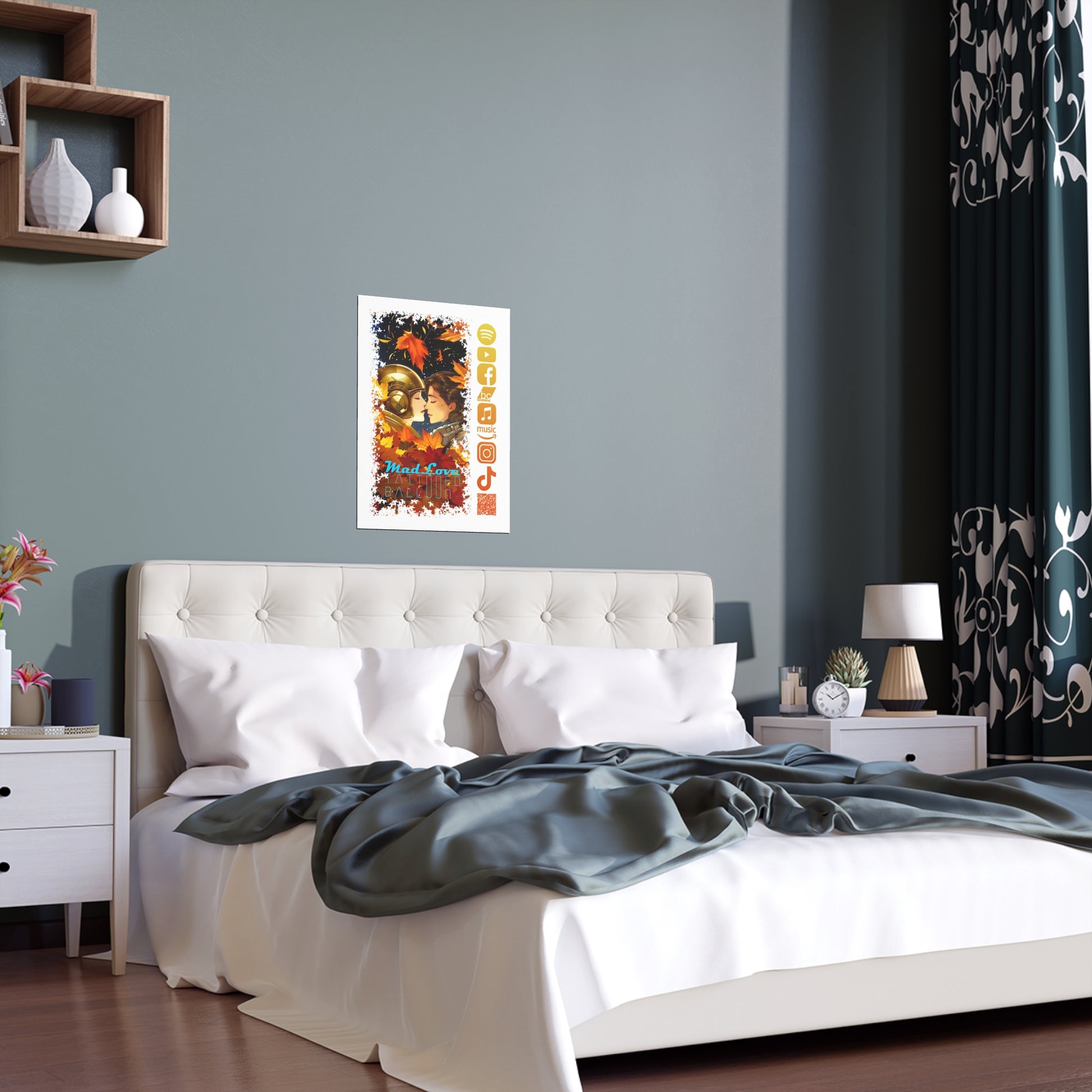 Silk Poster of Mad Love by Tattooed Balloon  (White Background)