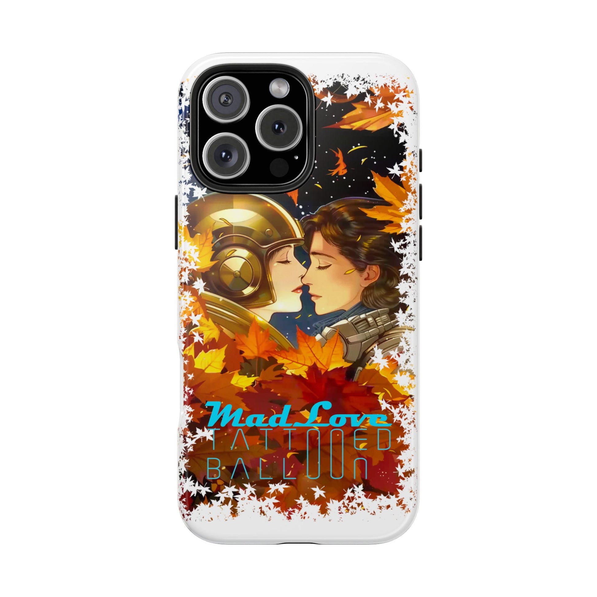 "Mad Love" Phone Case, Fall Themed,  Protector, Seasonal Tech Accessories, white.