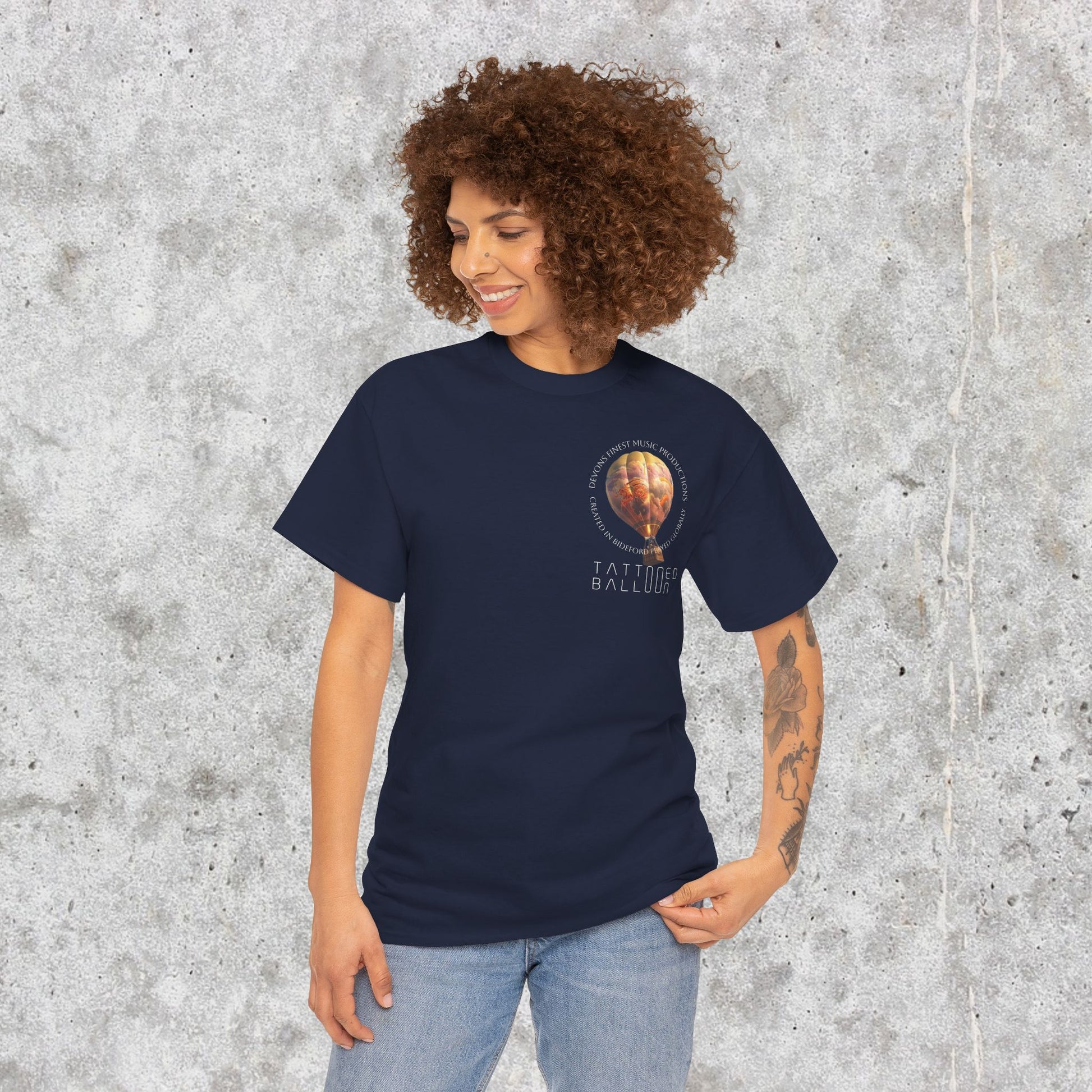 Tattooed Balloon Tee, Casual Wear, Dark Version T-Shirt, Festival Apparel