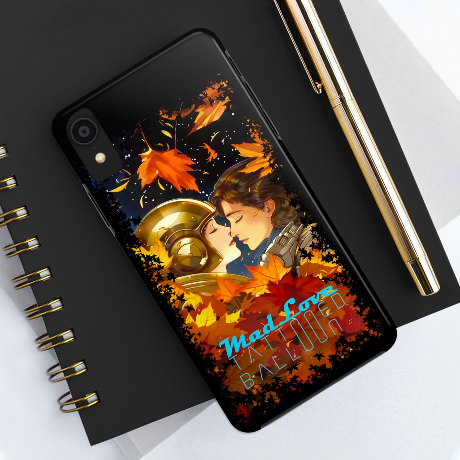 Tattooed Balloon, Unique Phone Covers, Mad Love Design, Autumn Vibes, Romantic Quotes Tough Phone Cases for Her | Fall Accessories, Couple Gifts,
