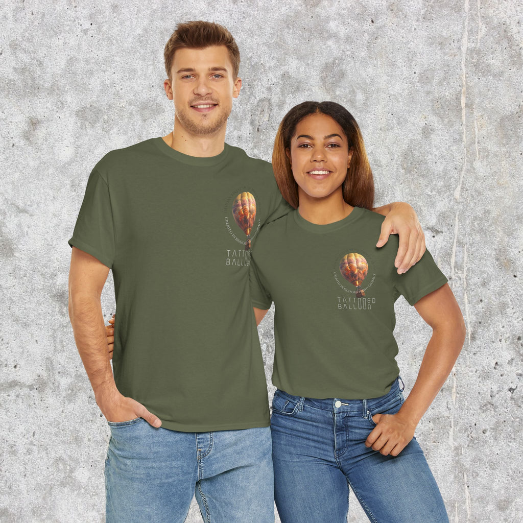 Tattooed Balloon Tee, Casual Wear, Outdoor Adventure T-Shirt, Festival Apparel, Summer Vibes Clothing, Unique Gift Idea