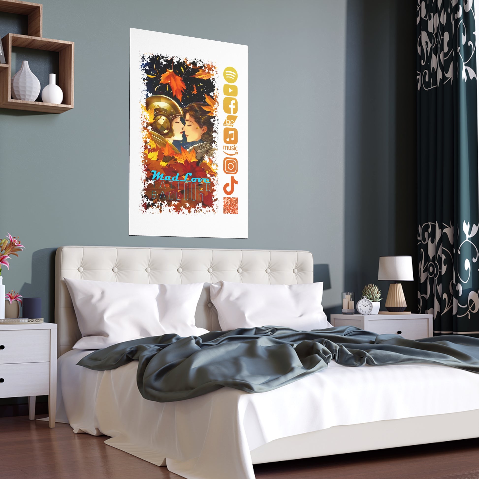 Silk Poster of Mad Love by Tattooed Balloon  (White Background)