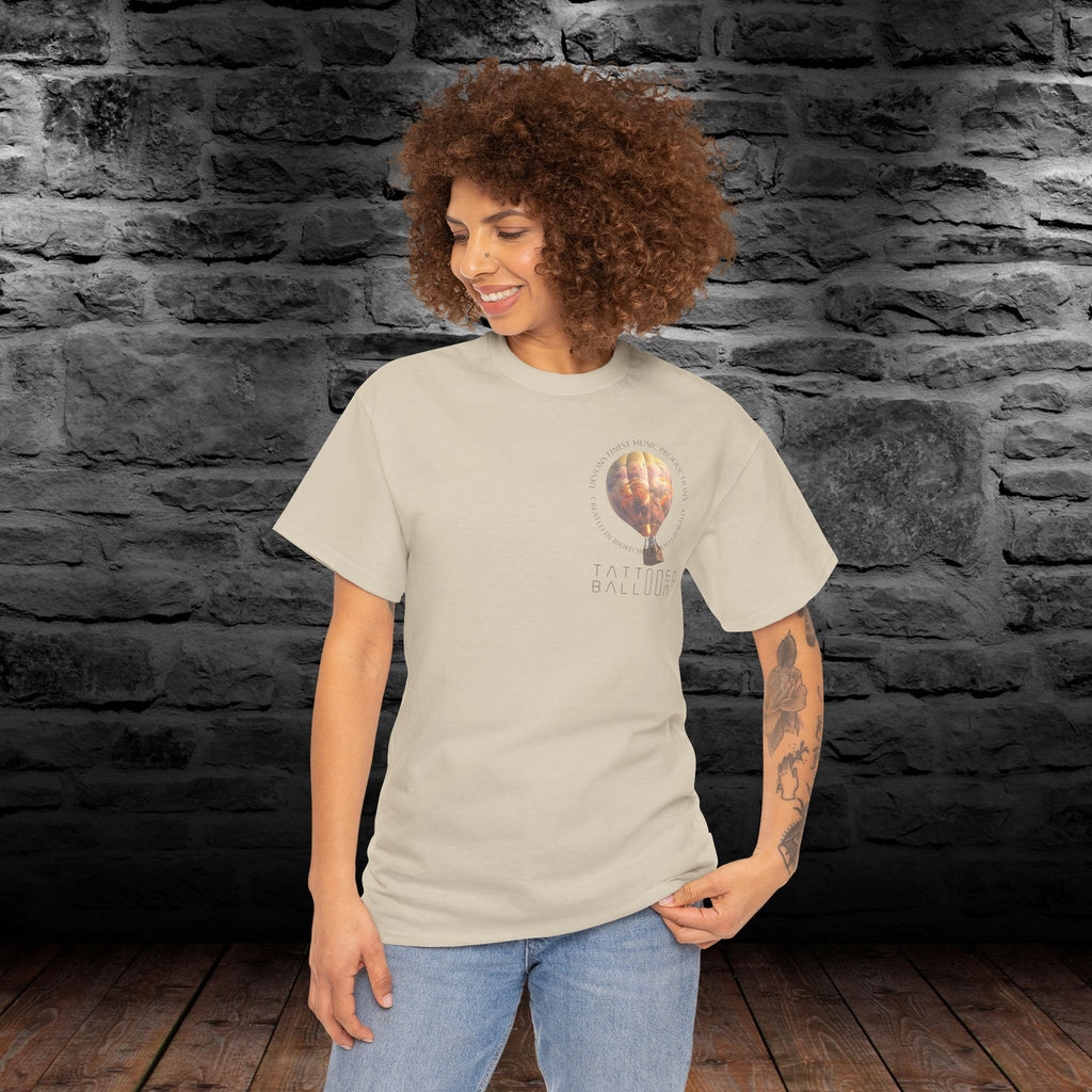 Tattooed Balloon Tee, Casual Wear, Outdoor Adventure T-Shirt, Festival Apparel, Summer Vibes Clothing, Unique Gift Idea