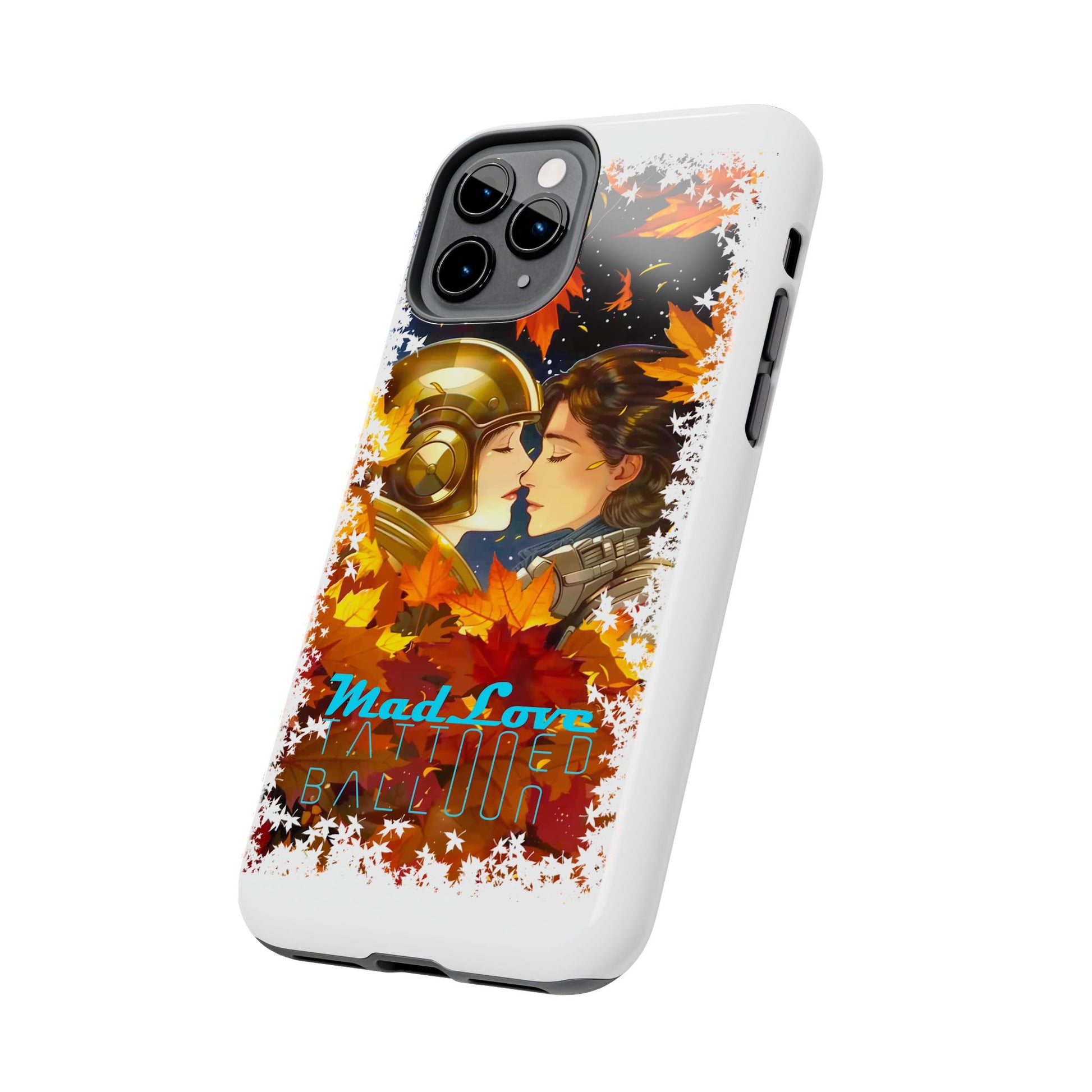"Mad Love" Phone Case, Fall Themed,  Protector, Seasonal Tech Accessories, white.
