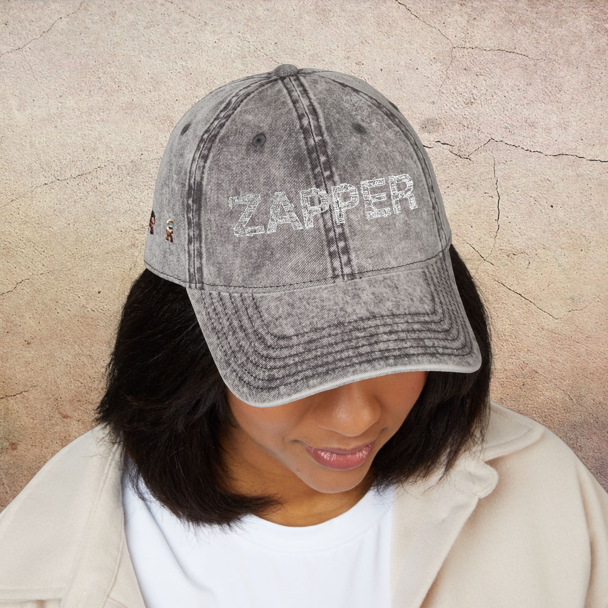 "Zapper" Vintage Embroidered Cap, Retro Hat for Casual Style, Dad Hat, Gift for Music Lovers, Vintage Fashion Accessory