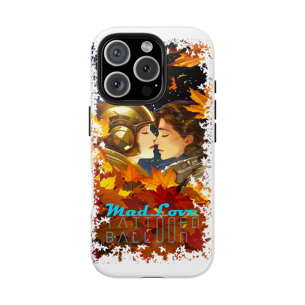 "Mad Love" Phone Case, Fall Themed,  Protector, Seasonal Tech Accessories, white.