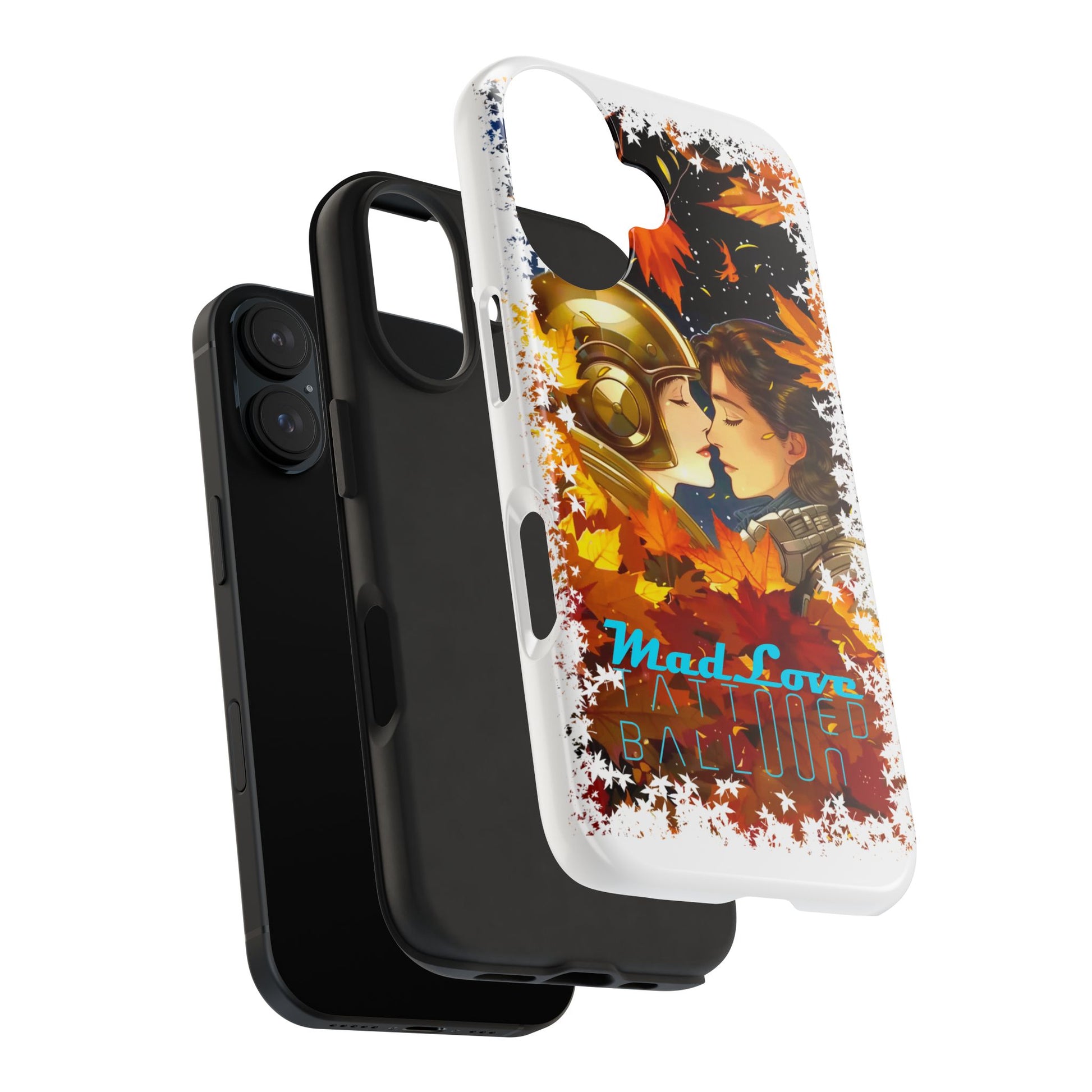 "Mad Love" Phone Case, Fall Themed,  Protector, Seasonal Tech Accessories, white.