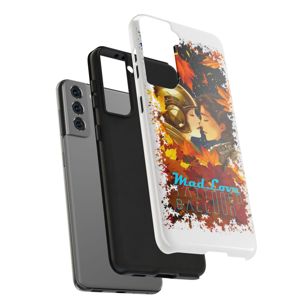 "Mad Love" Phone Case, Fall Themed,  Protector, Seasonal Tech Accessories, white.