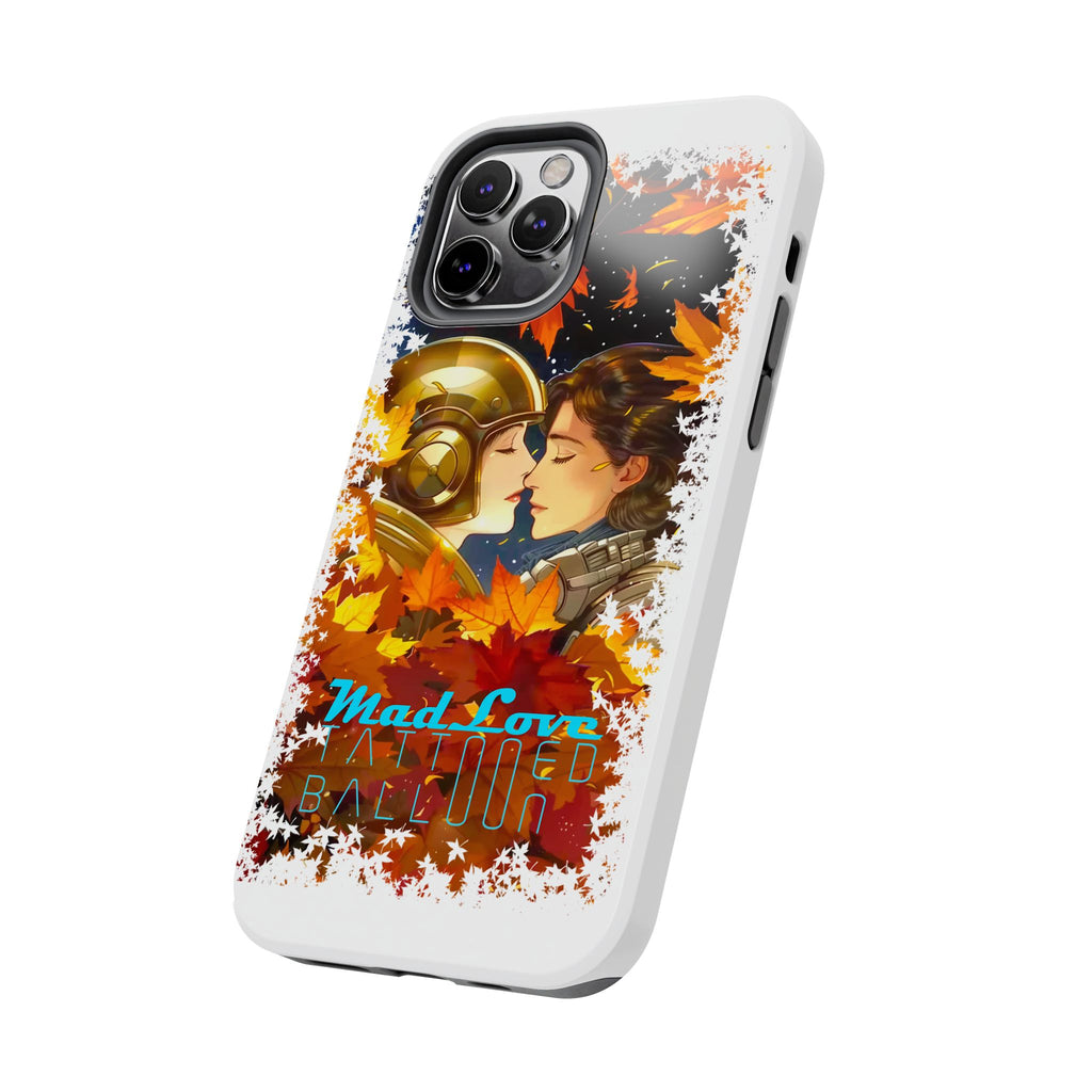 "Mad Love" Phone Case, Fall Themed,  Protector, Seasonal Tech Accessories, white.