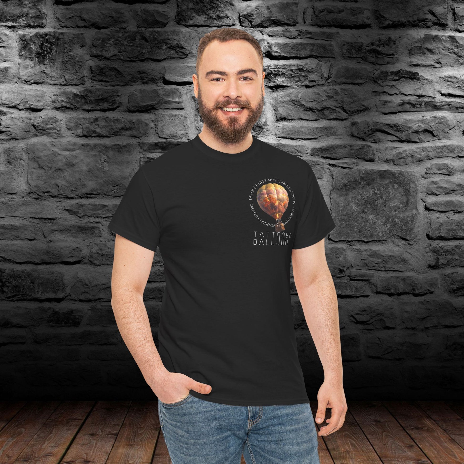 Tattooed Balloon Tee, Casual Wear, Dark Version T-Shirt, Festival Apparel