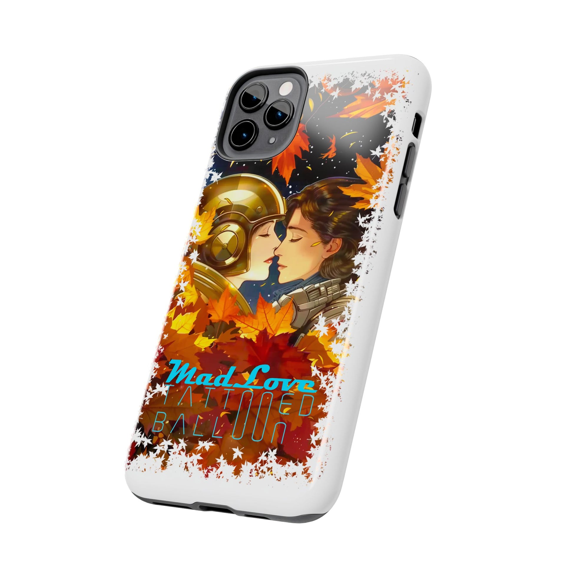 "Mad Love" Phone Case, Fall Themed,  Protector, Seasonal Tech Accessories, white.