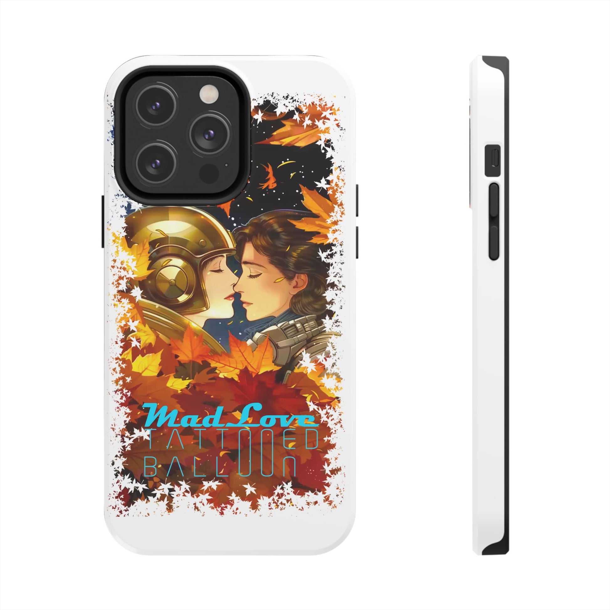 "Mad Love" Phone Case, Fall Themed,  Protector, Seasonal Tech Accessories, white.