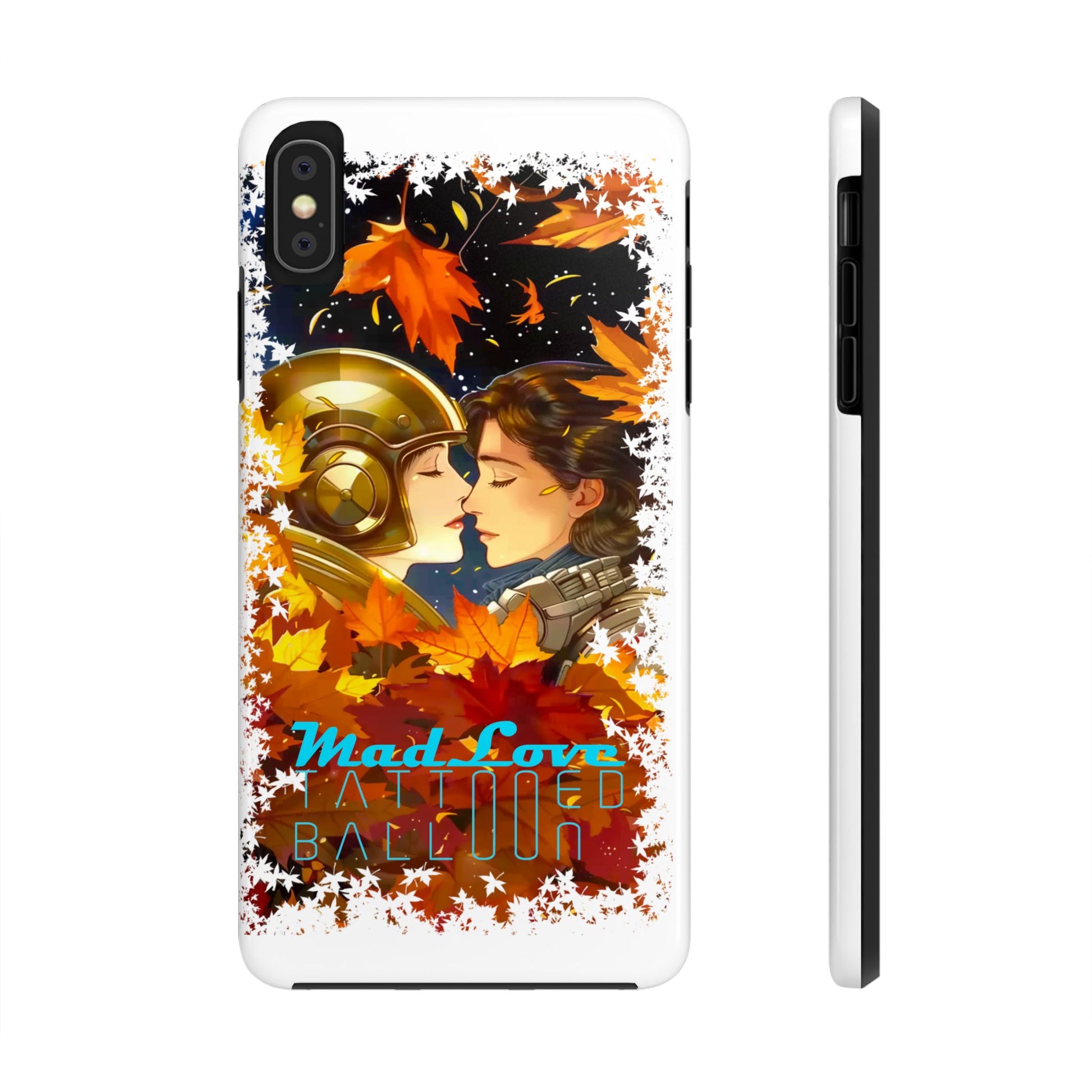 "Mad Love" Phone Case, Fall Themed,  Protector, Seasonal Tech Accessories, white.