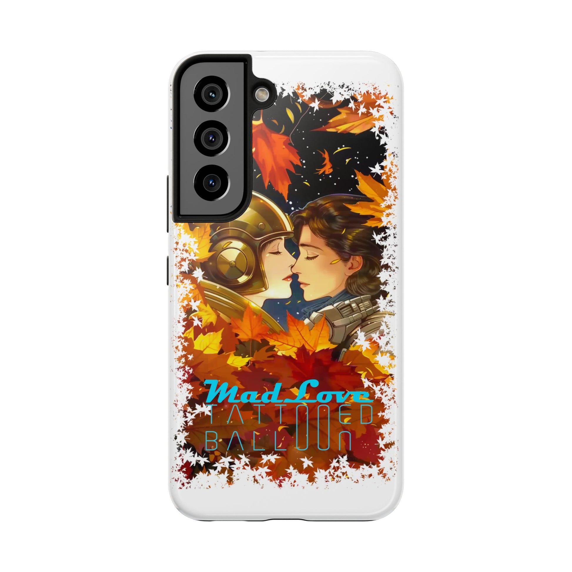"Mad Love" Phone Case, Fall Themed,  Protector, Seasonal Tech Accessories, white.