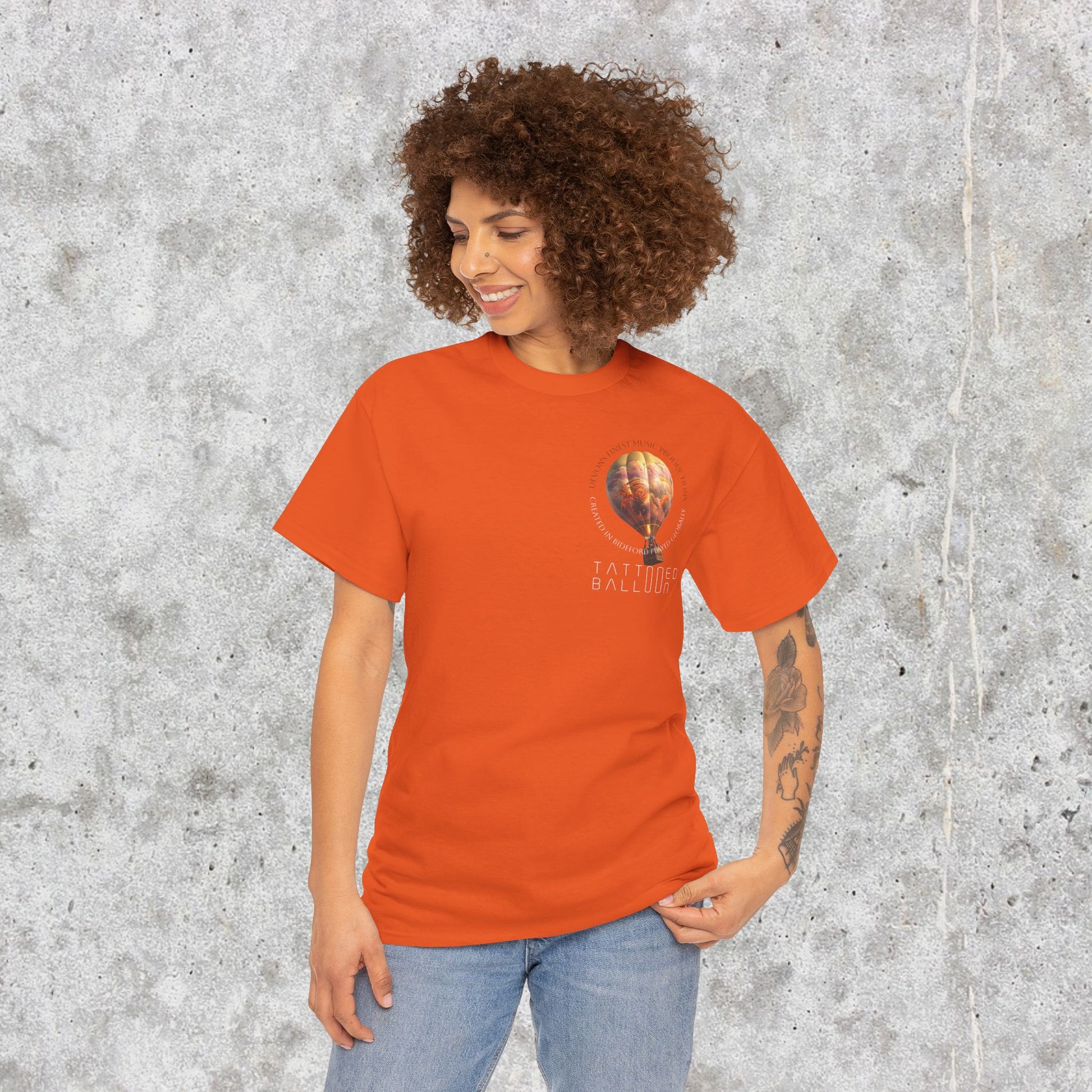 Tattooed Balloon Tee, Casual Wear, Outdoor Adventure T-Shirt, Festival Apparel, Summer Vibes Clothing, Unique Gift Idea