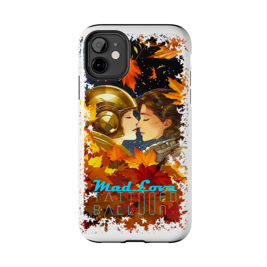 "Mad Love" Phone Case, Fall Themed,  Protector, Seasonal Tech Accessories, white.
