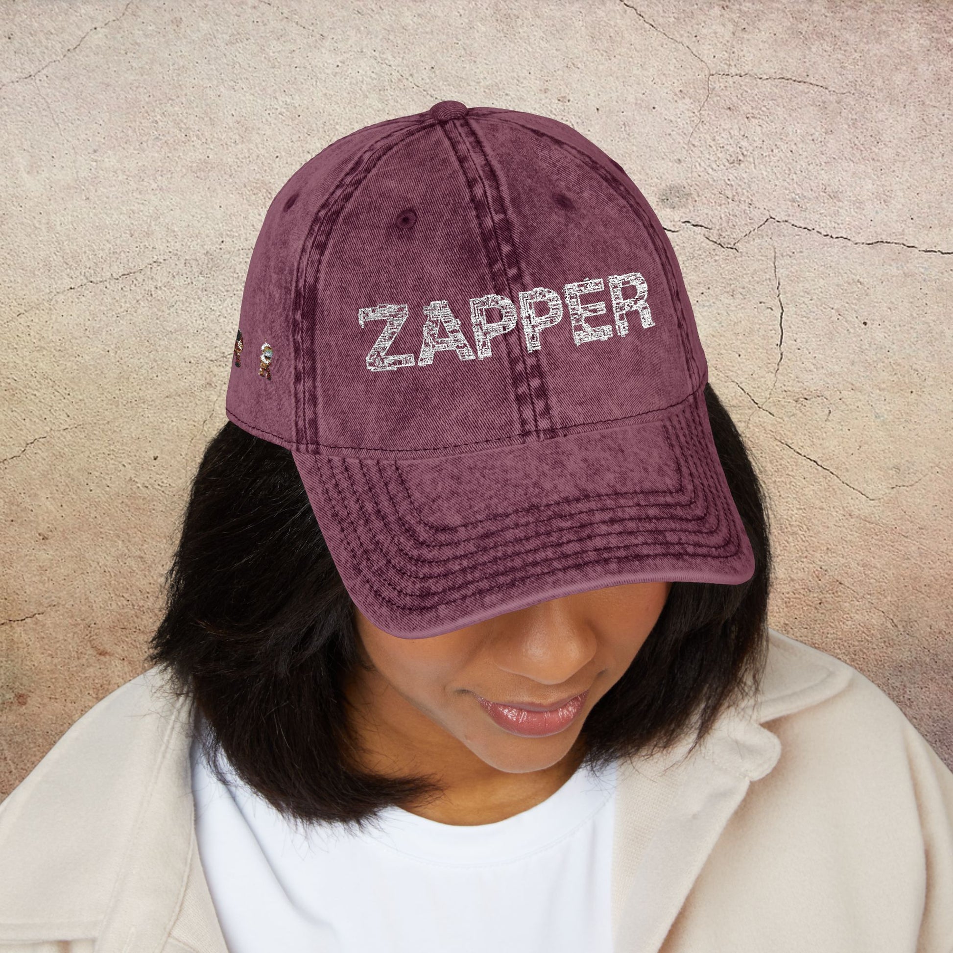 "Zapper" Vintage Embroidered Cap, Retro Hat for Casual Style, Dad Hat, Gift for Music Lovers, Vintage Fashion Accessory