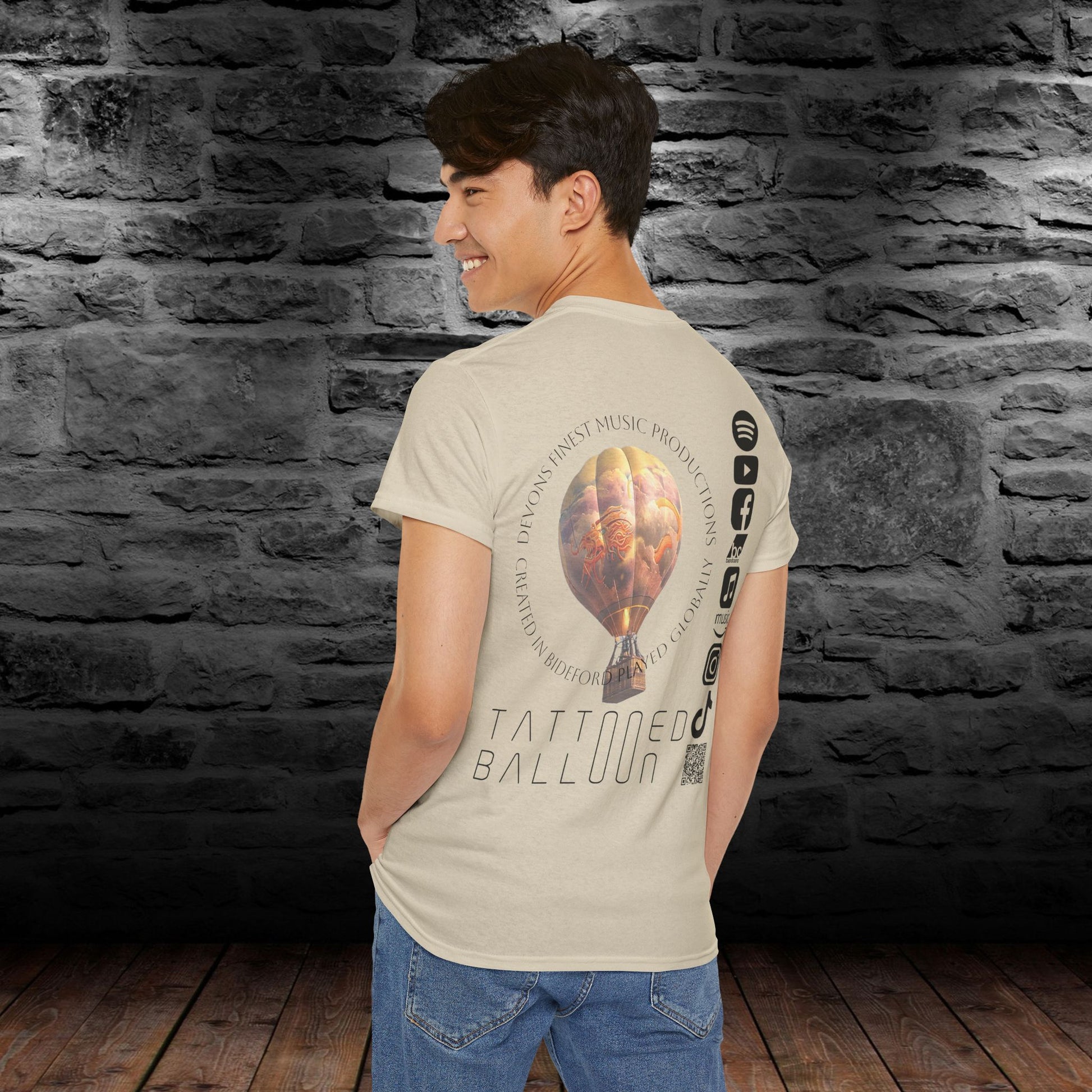 Tattooed Balloon Tee, Casual Wear, Outdoor Adventure T-Shirt, Festival Apparel, Summer Vibes Clothing, Unique Gift Idea