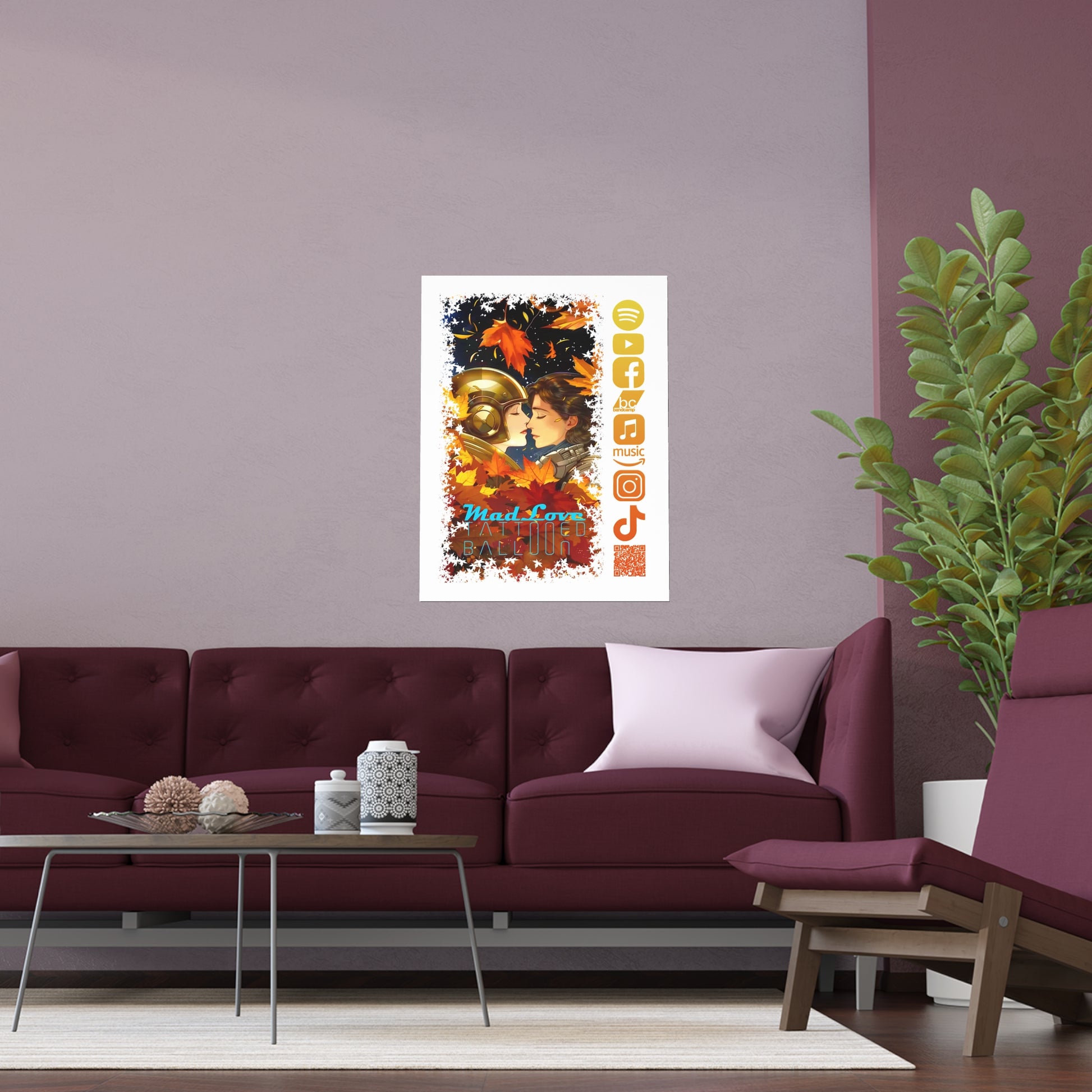 Silk Poster of Mad Love by Tattooed Balloon  (White Background)