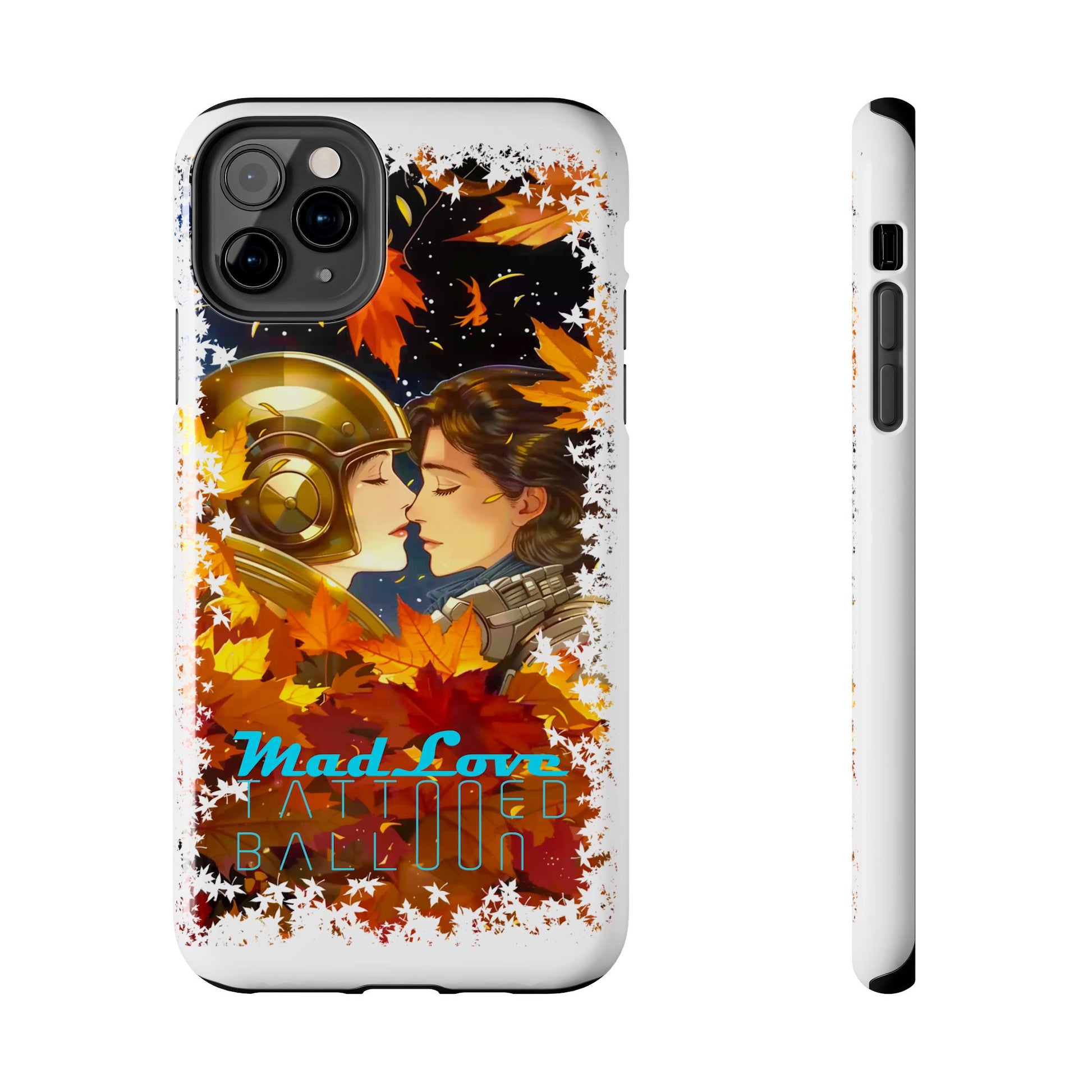 "Mad Love" Phone Case, Fall Themed,  Protector, Seasonal Tech Accessories, white.