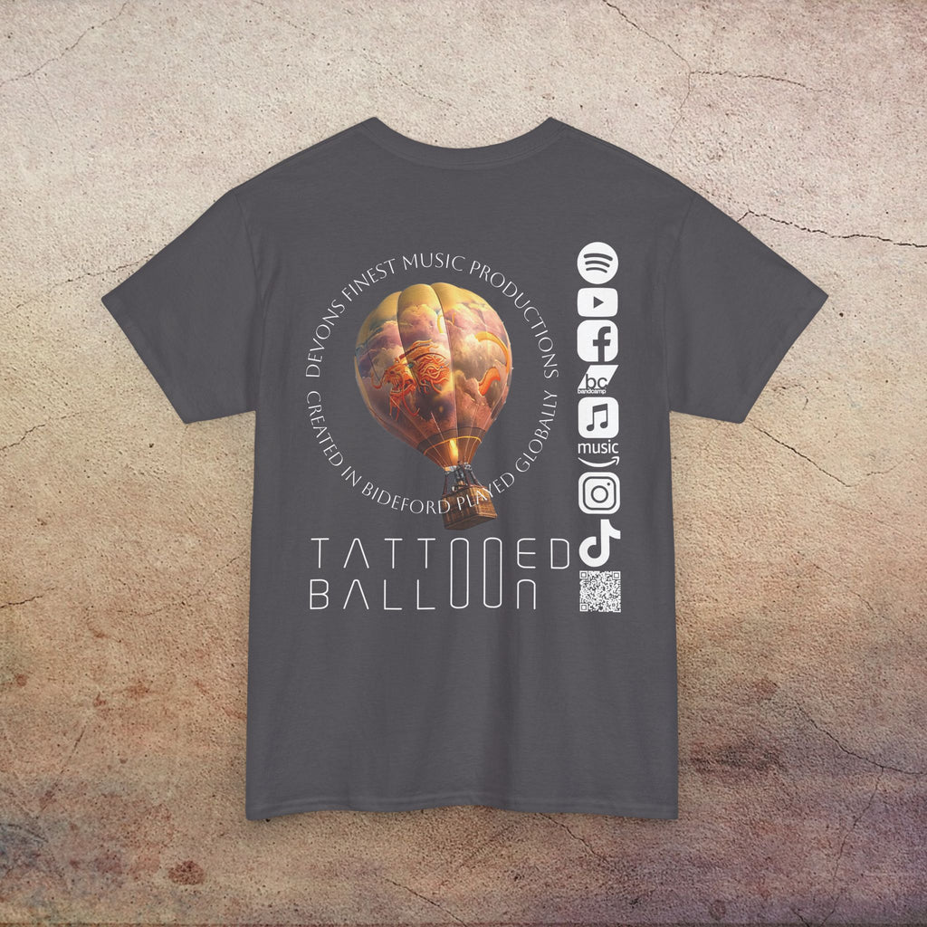 Tattooed Balloon Tee, Casual Wear, Dark Version T-Shirt, Festival Apparel