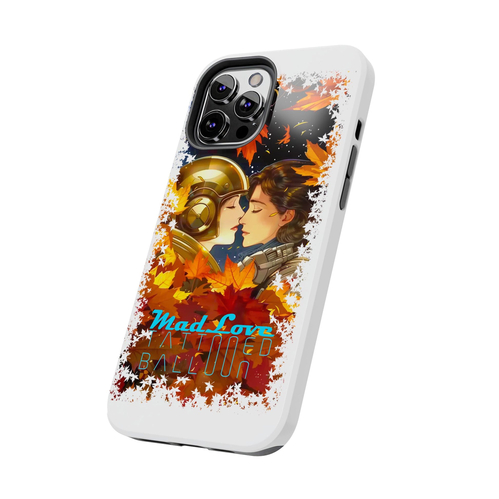 "Mad Love" Phone Case, Fall Themed,  Protector, Seasonal Tech Accessories, white.