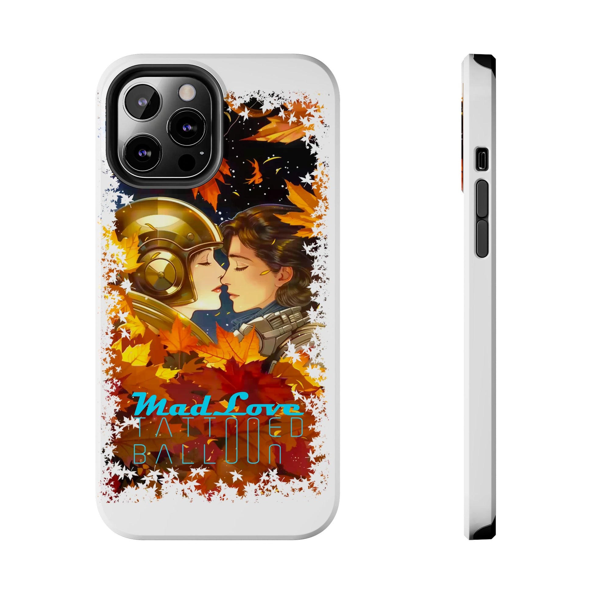 "Mad Love" Phone Case, Fall Themed,  Protector, Seasonal Tech Accessories, white.