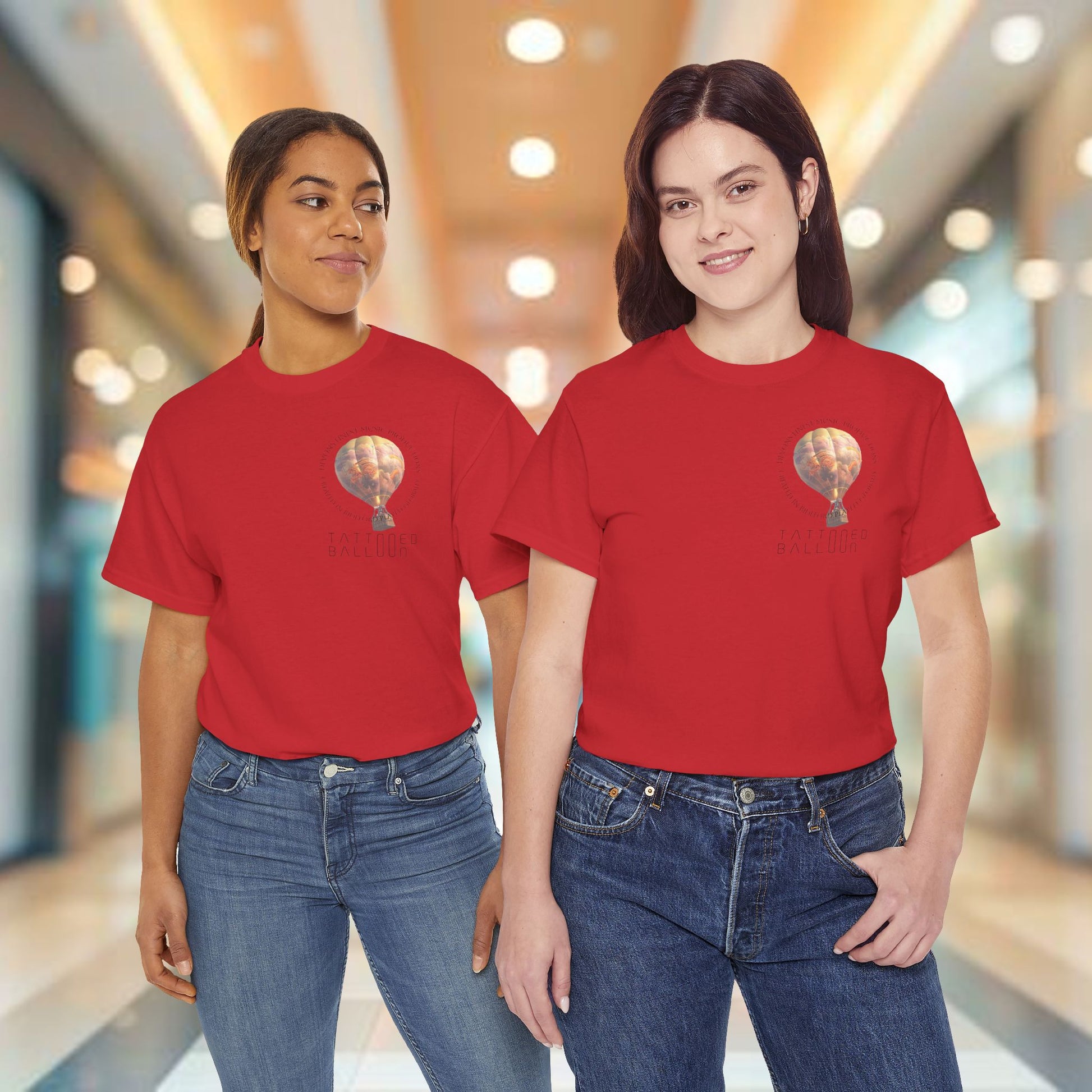 Tattooed Balloon Tee, Casual Wear, Outdoor Adventure T-Shirt, Festival Apparel, Summer Vibes Clothing, Unique Gift Idea