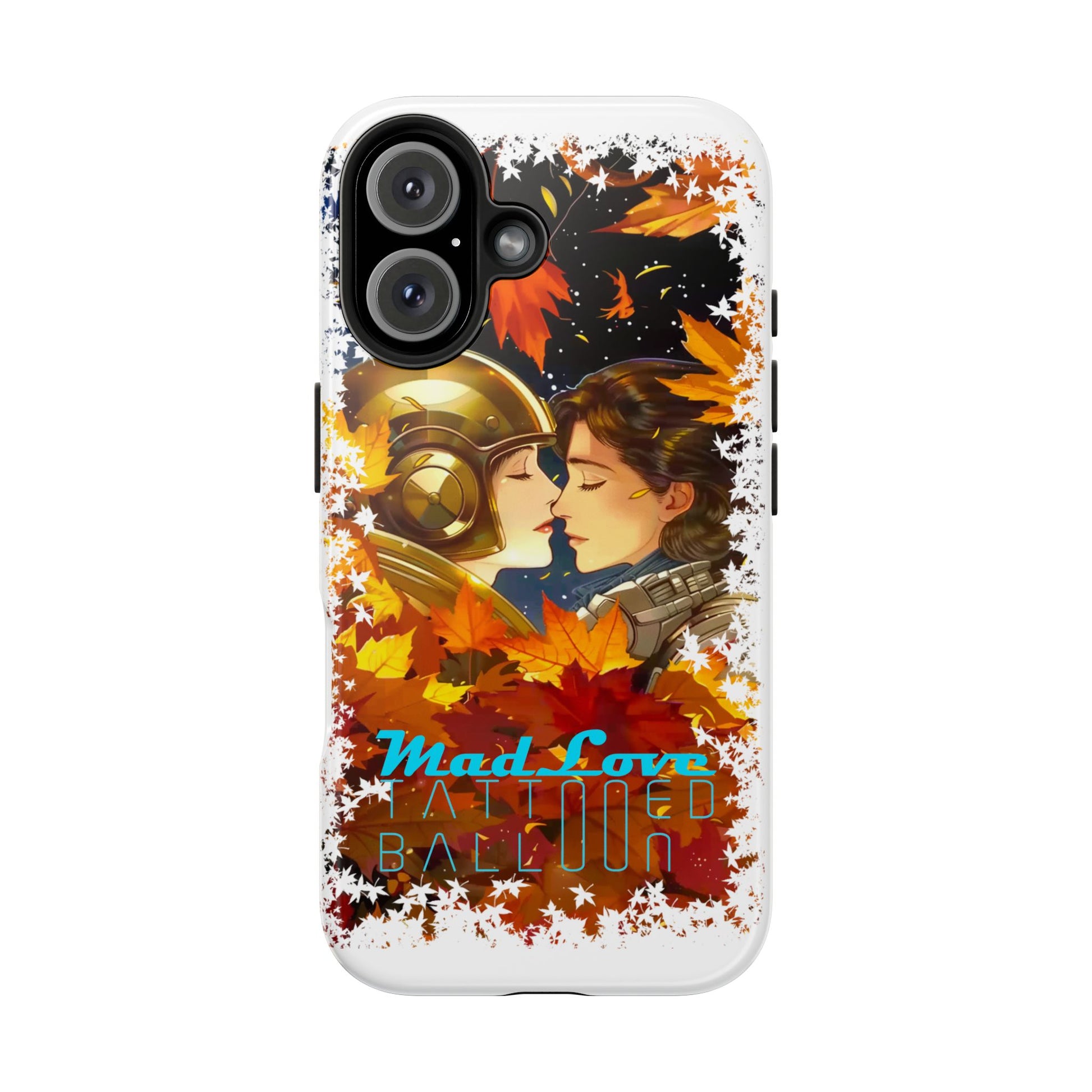 "Mad Love" Phone Case, Fall Themed,  Protector, Seasonal Tech Accessories, white.