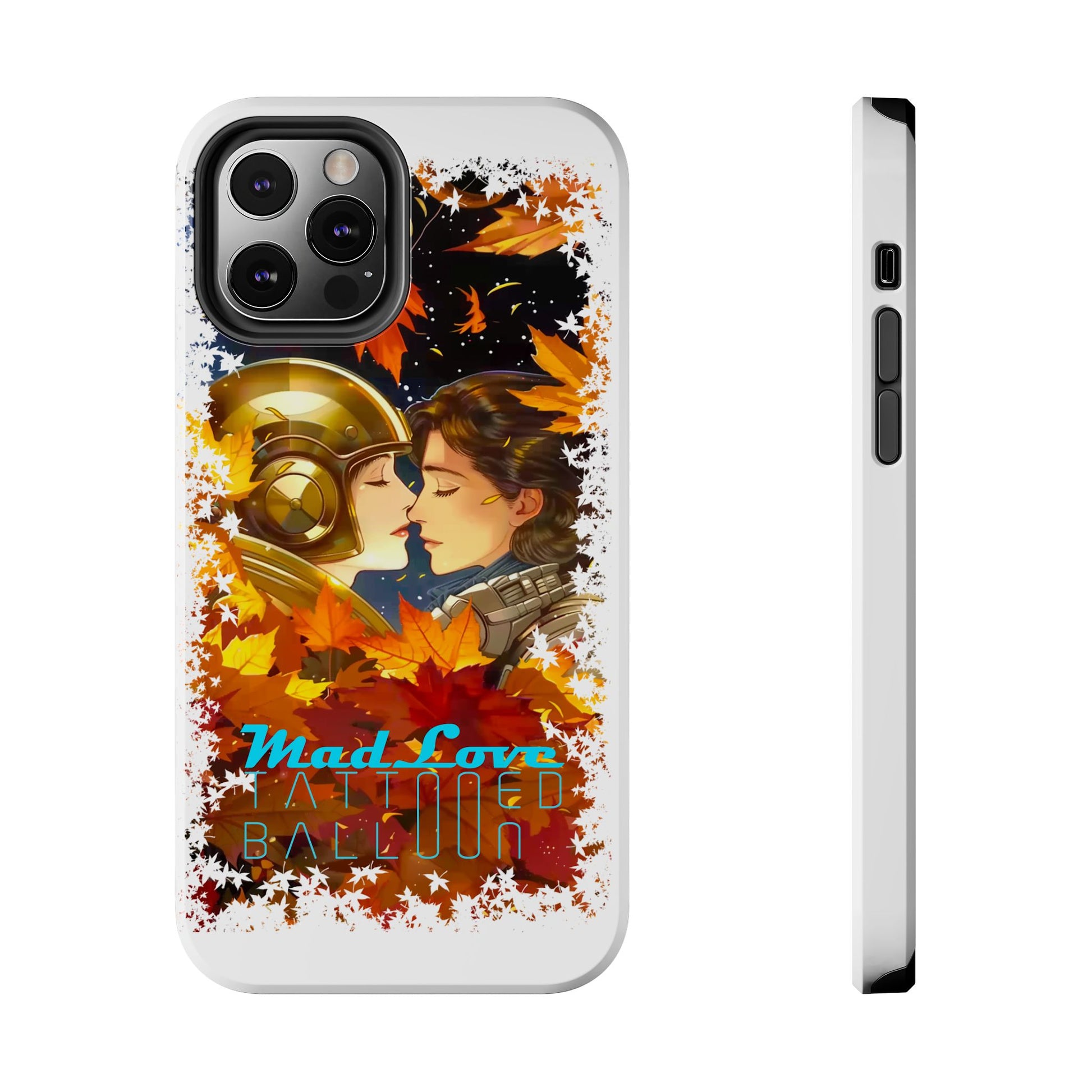 "Mad Love" Phone Case, Fall Themed,  Protector, Seasonal Tech Accessories, white.
