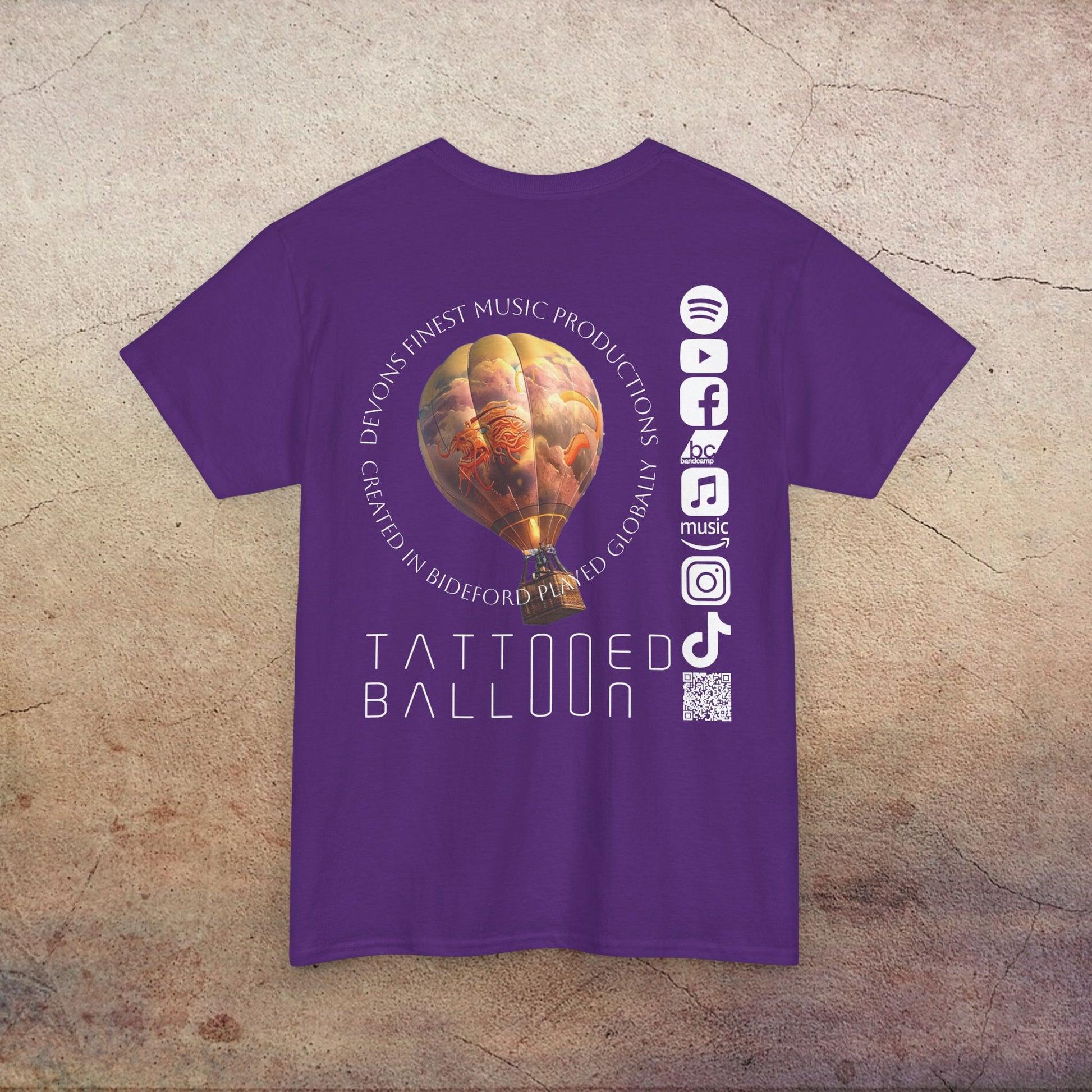 Tattooed Balloon Tee, Casual Wear, Dark Version T-Shirt, Festival Apparel