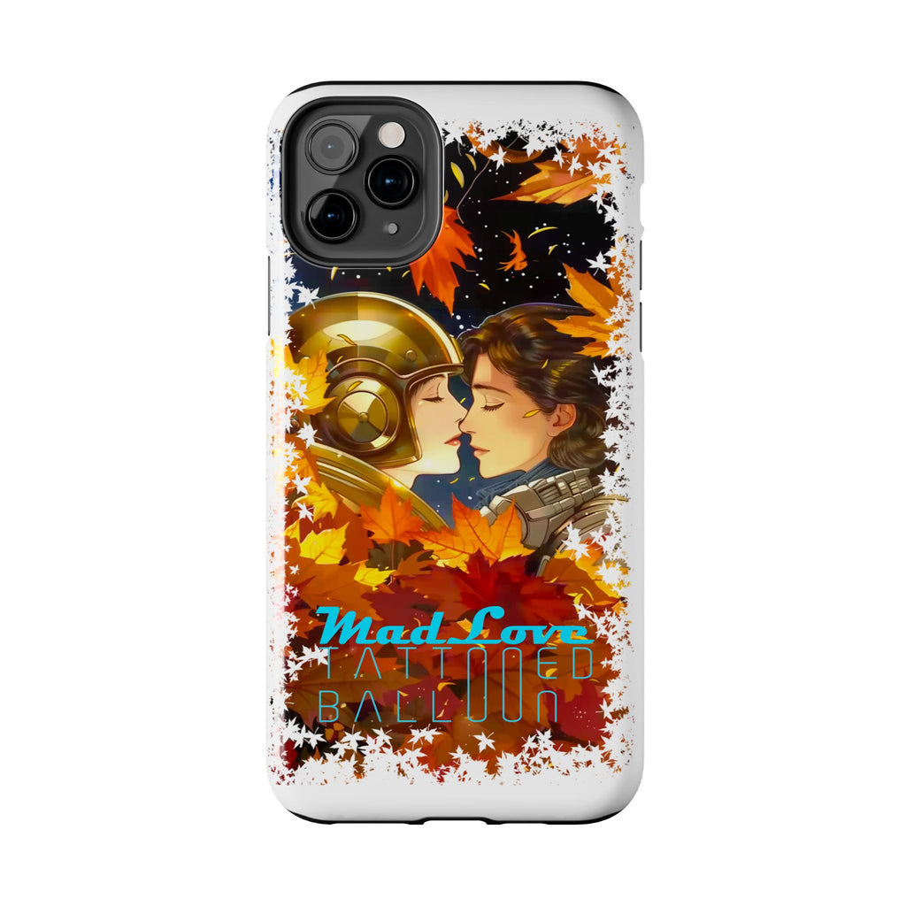 "Mad Love" Phone Case, Fall Themed,  Protector, Seasonal Tech Accessories, white.