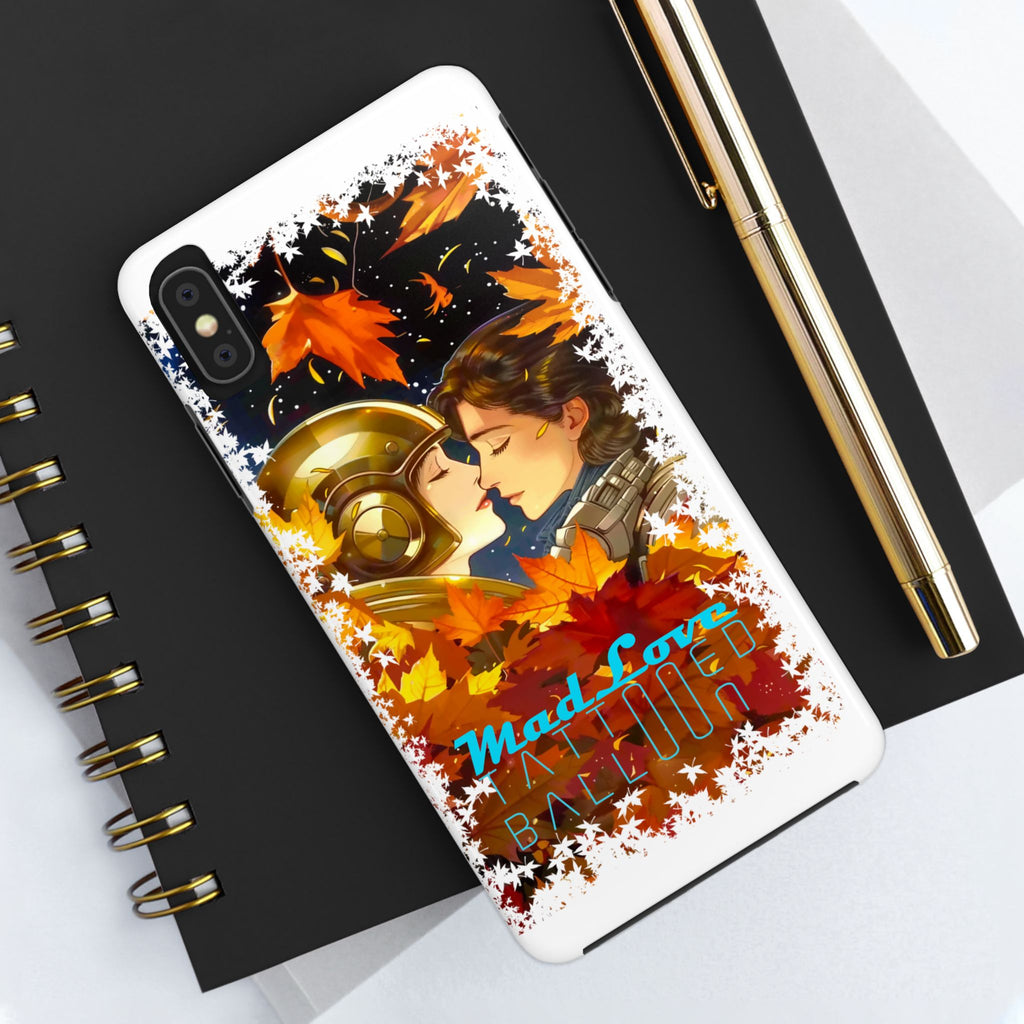 "Mad Love" Phone Case, Fall Themed,  Protector, Seasonal Tech Accessories, white.