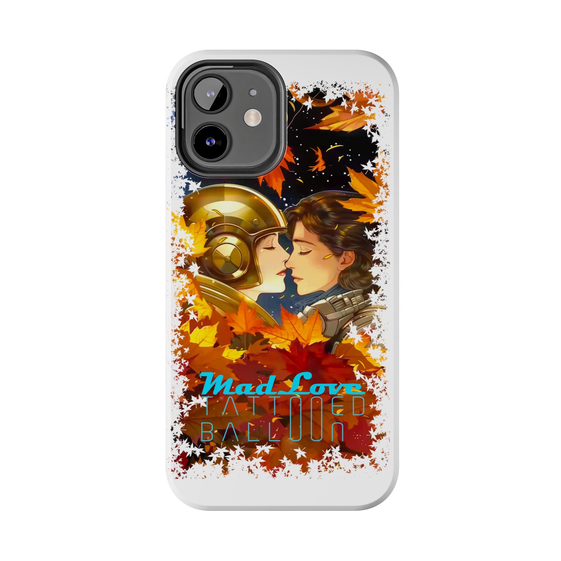 "Mad Love" Phone Case, Fall Themed,  Protector, Seasonal Tech Accessories, white.