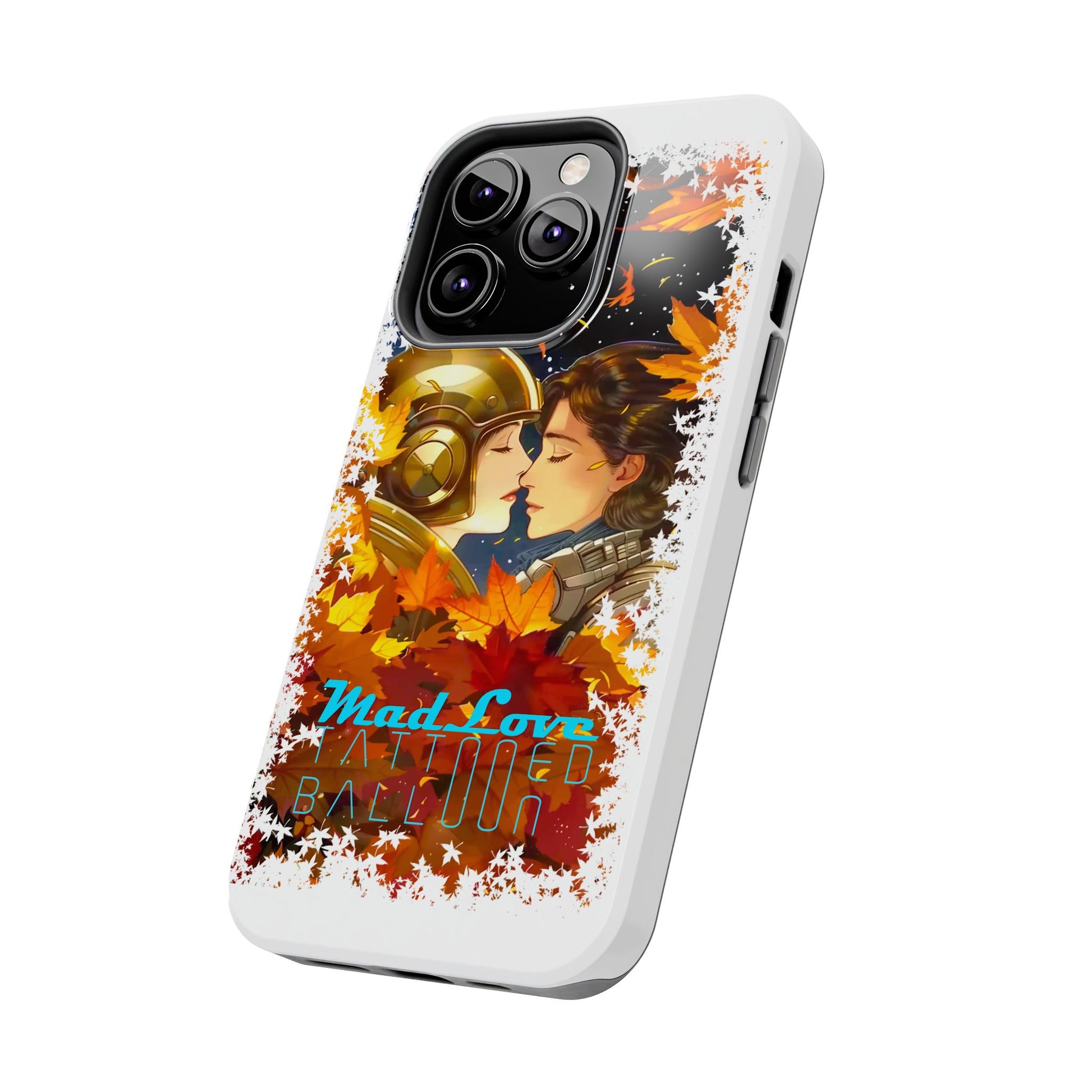 "Mad Love" Phone Case, Fall Themed,  Protector, Seasonal Tech Accessories, white.