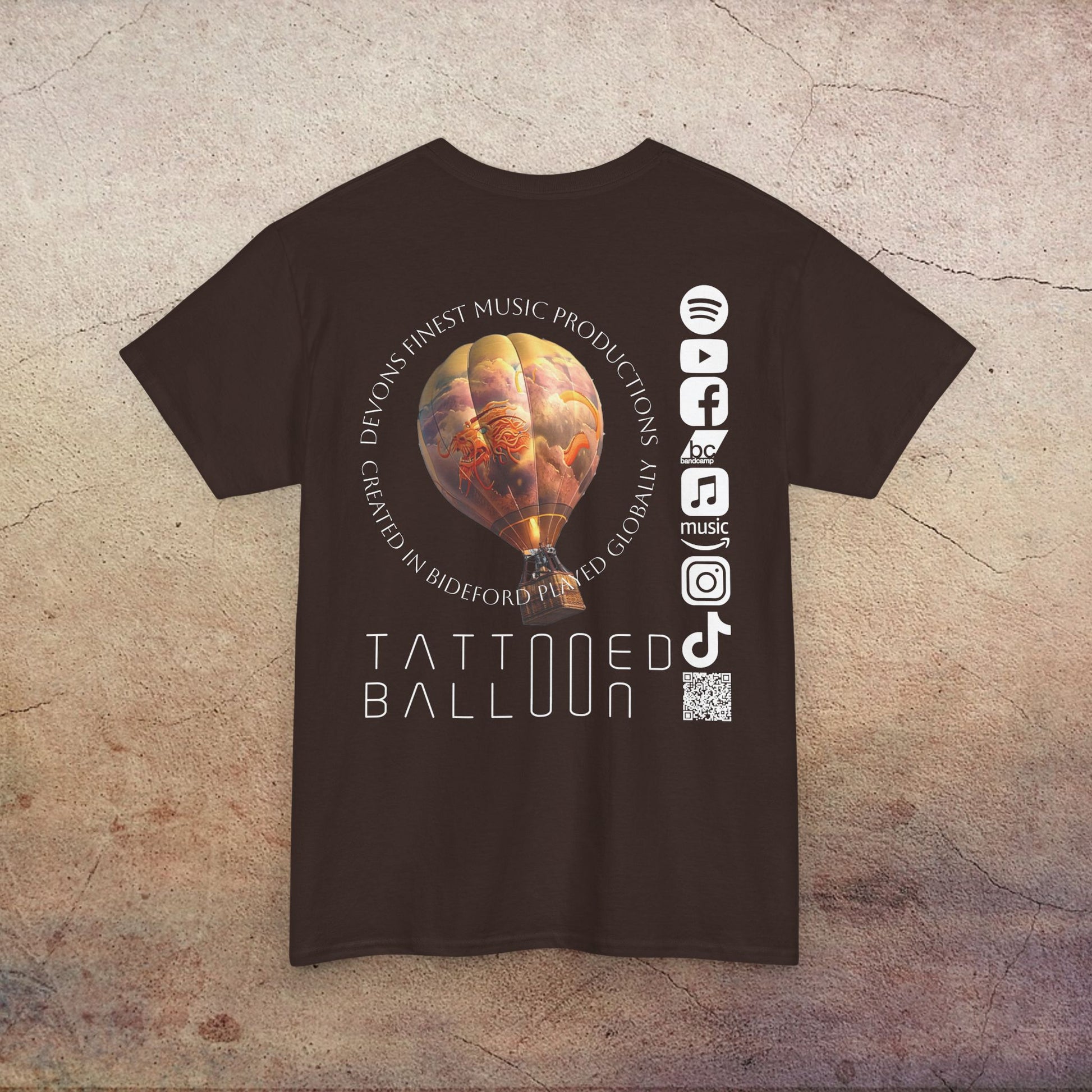 Tattooed Balloon Tee, Casual Wear, Dark Version T-Shirt, Festival Apparel