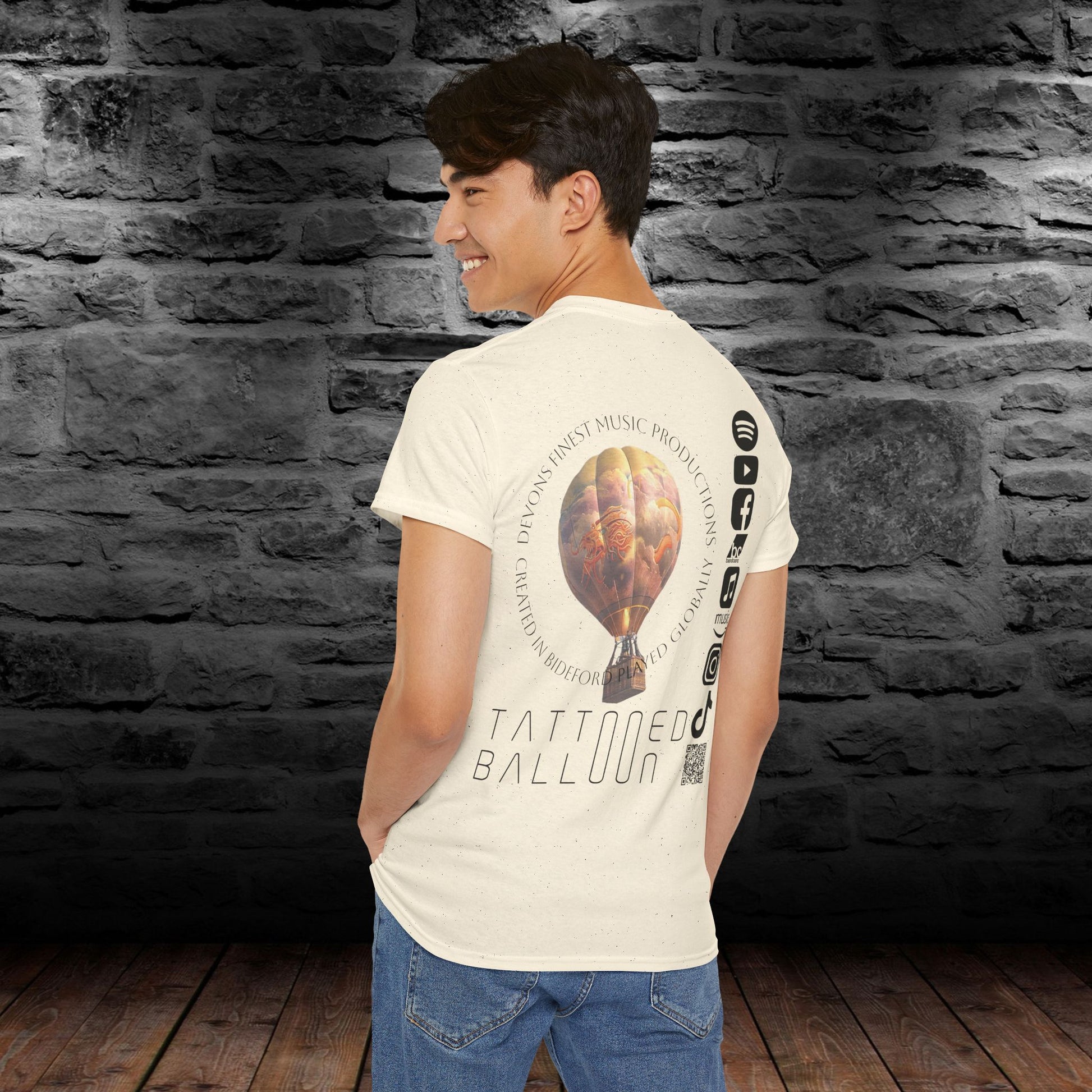 Tattooed Balloon Tee, Casual Wear, Outdoor Adventure T-Shirt, Festival Apparel, Summer Vibes Clothing, Unique Gift Idea